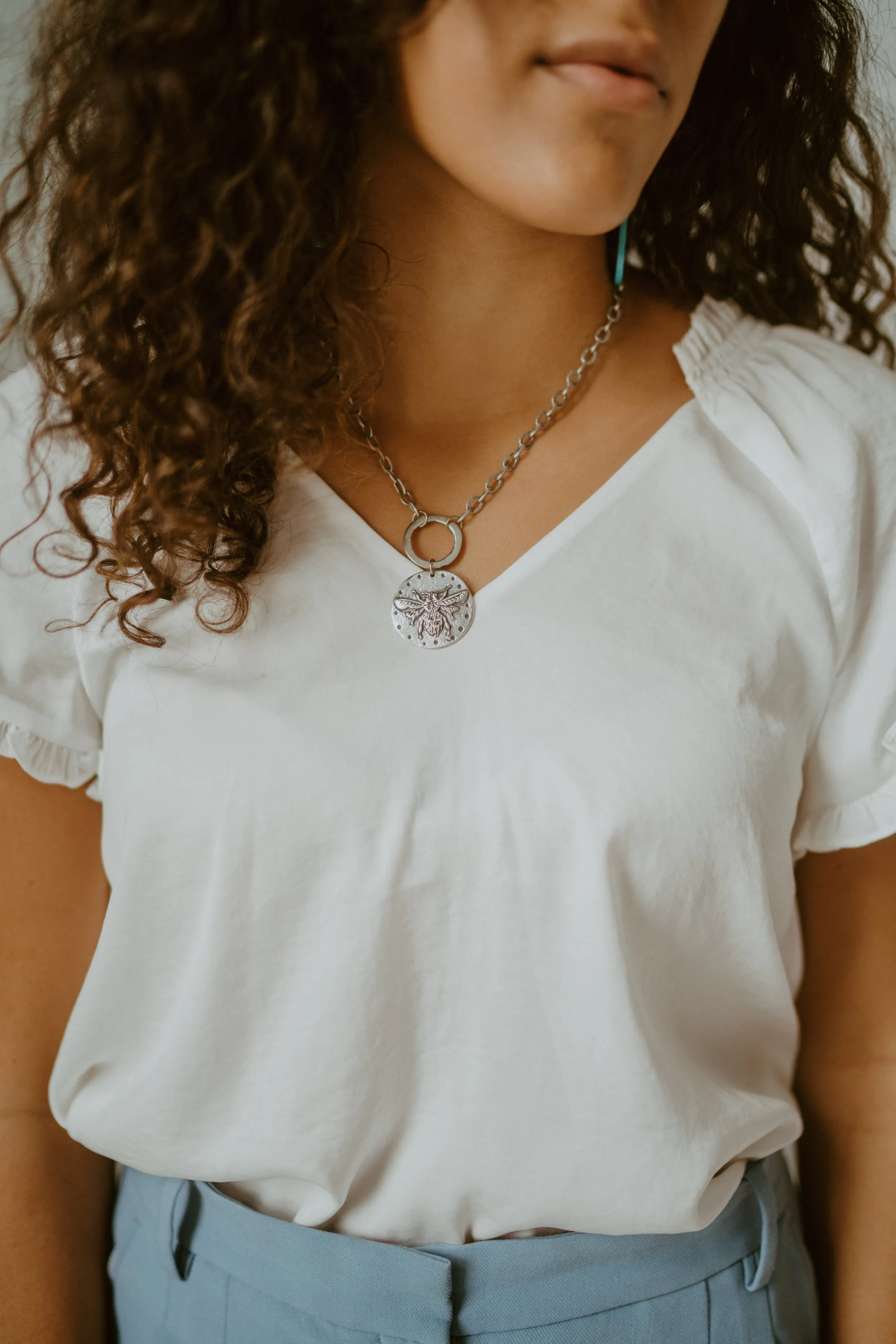 Big Silver Bee Necklace | #2 - FINAL SALE sold by Goldie Lew