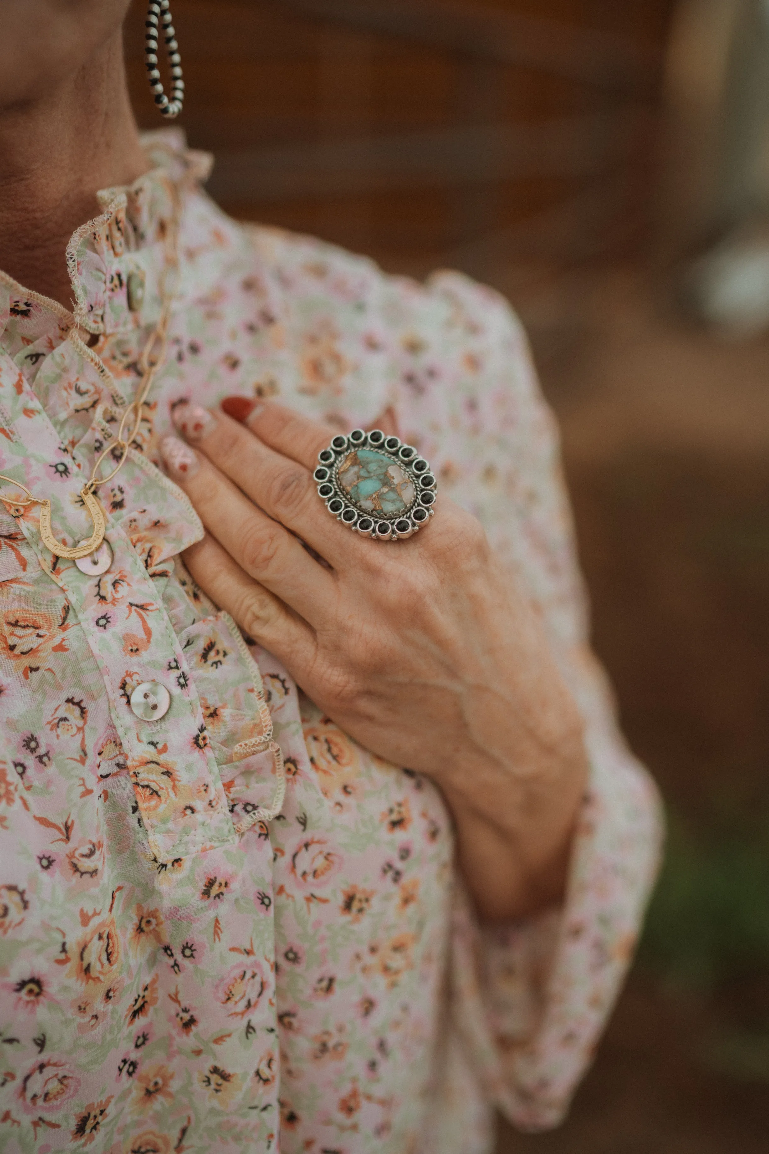 Emily Ring | Spiny Turquoise + Black Onyx - FINAL SALE sold by Goldie Lew product image thumbnail 2