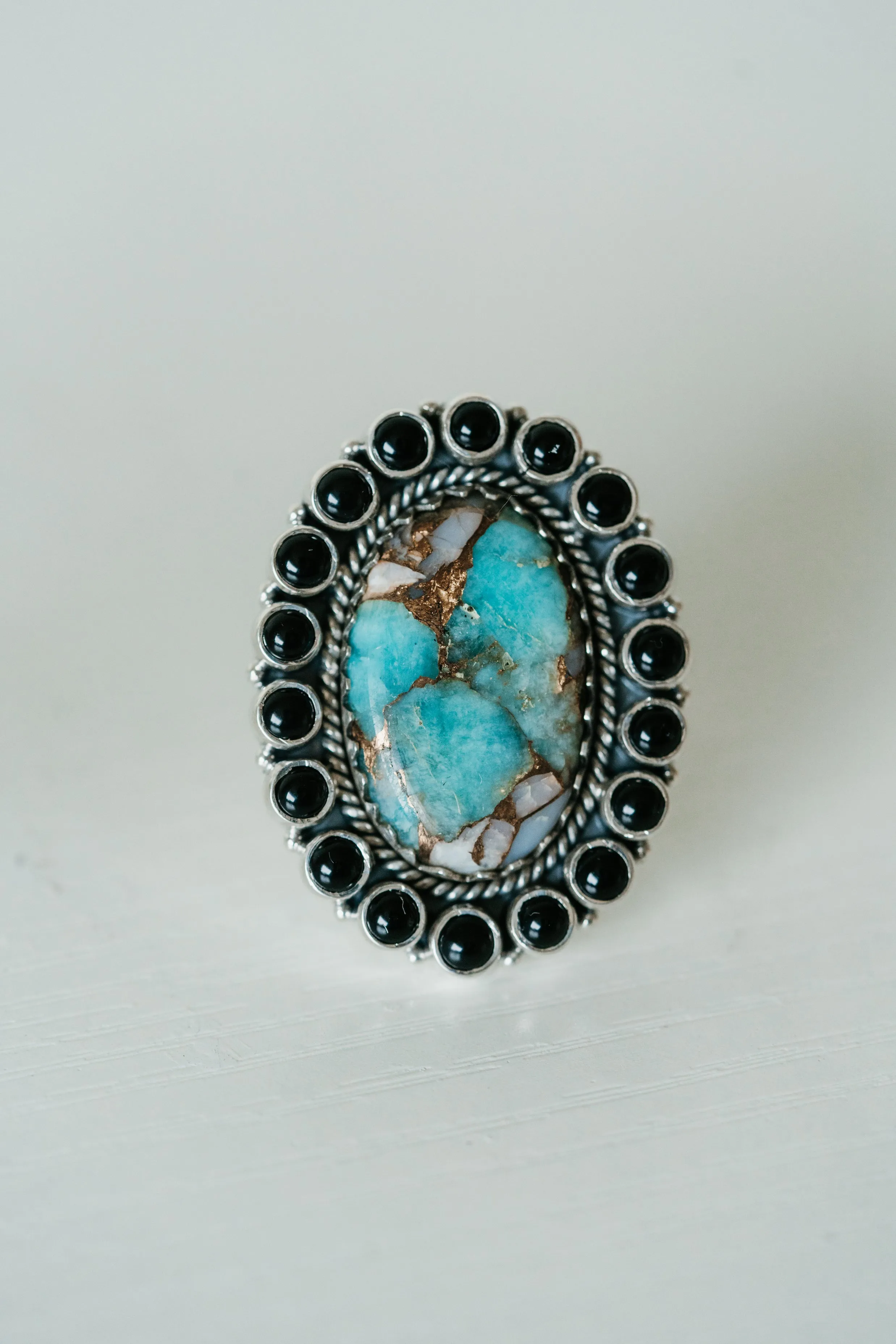 Emily Ring | Spiny Turquoise + Black Onyx - FINAL SALE sold by Goldie Lew