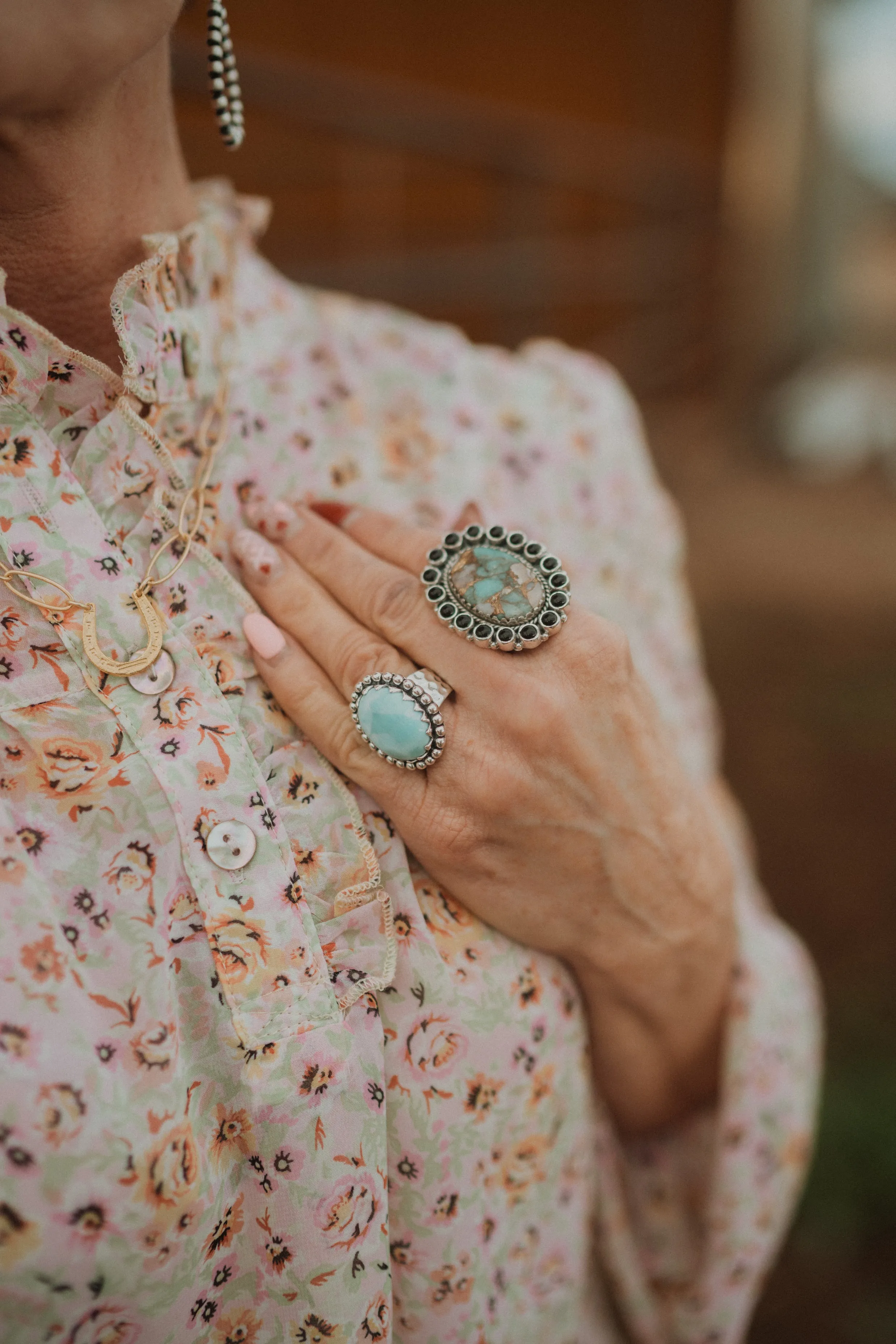 Emily Ring | Spiny Turquoise + Black Onyx - FINAL SALE sold by Goldie Lew product image thumbnail 4