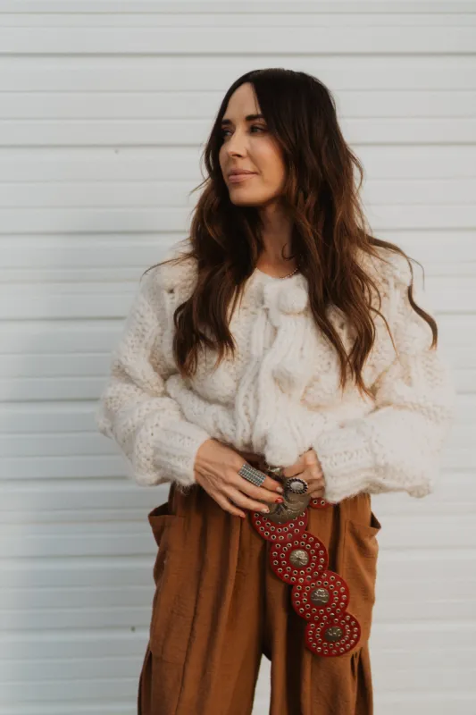Pom Pom Cardigan sold by Goldie Lew