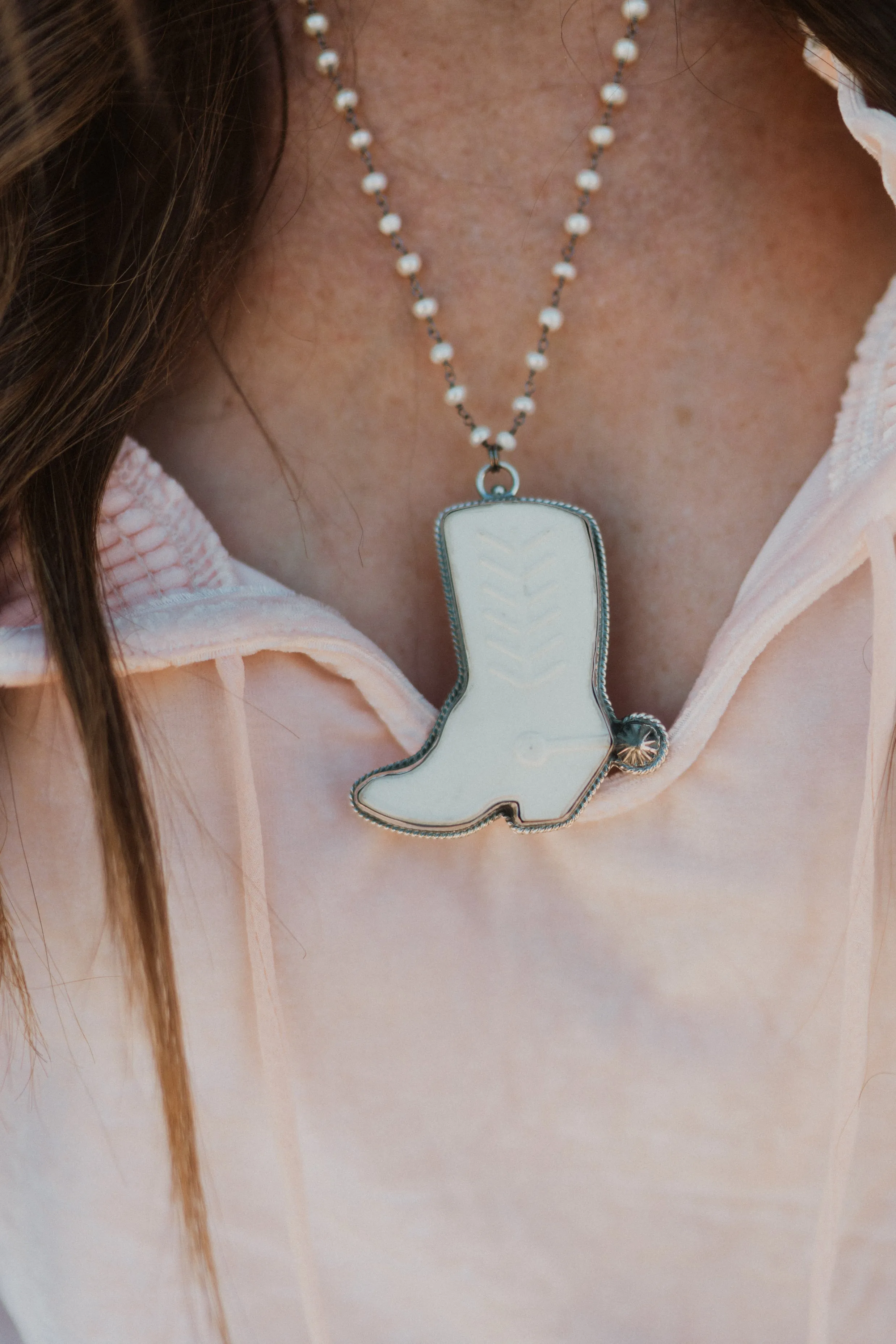 Cowboy Boot Necklace | Pearl - FINAL SALE sold by Goldie Lew product image thumbnail 5