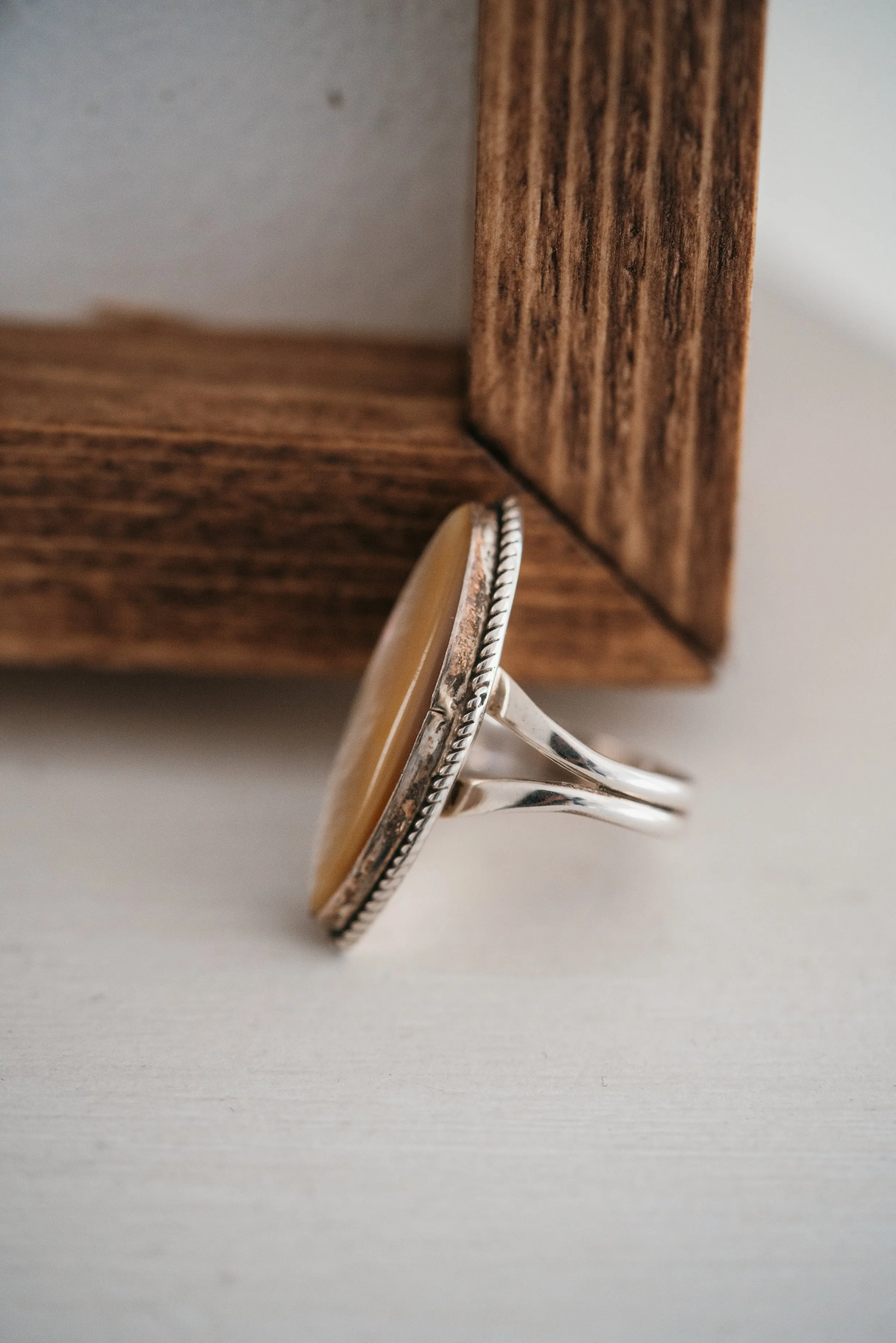 Eliana Ring | Yellow Mother of Pearl sold by Goldie Lew product image thumbnail 2