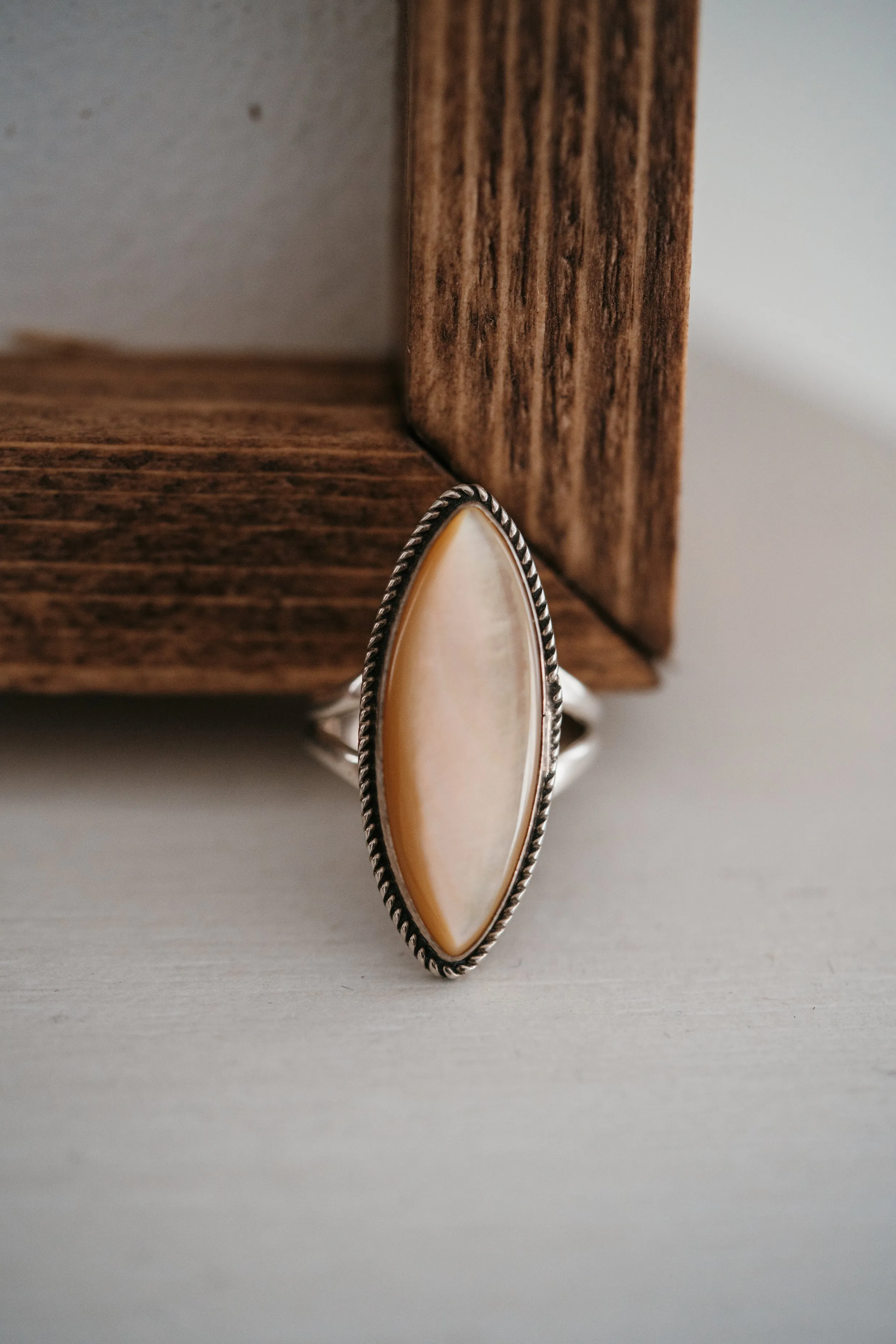 Eliana Ring | Yellow Mother of Pearl sold by Goldie Lew