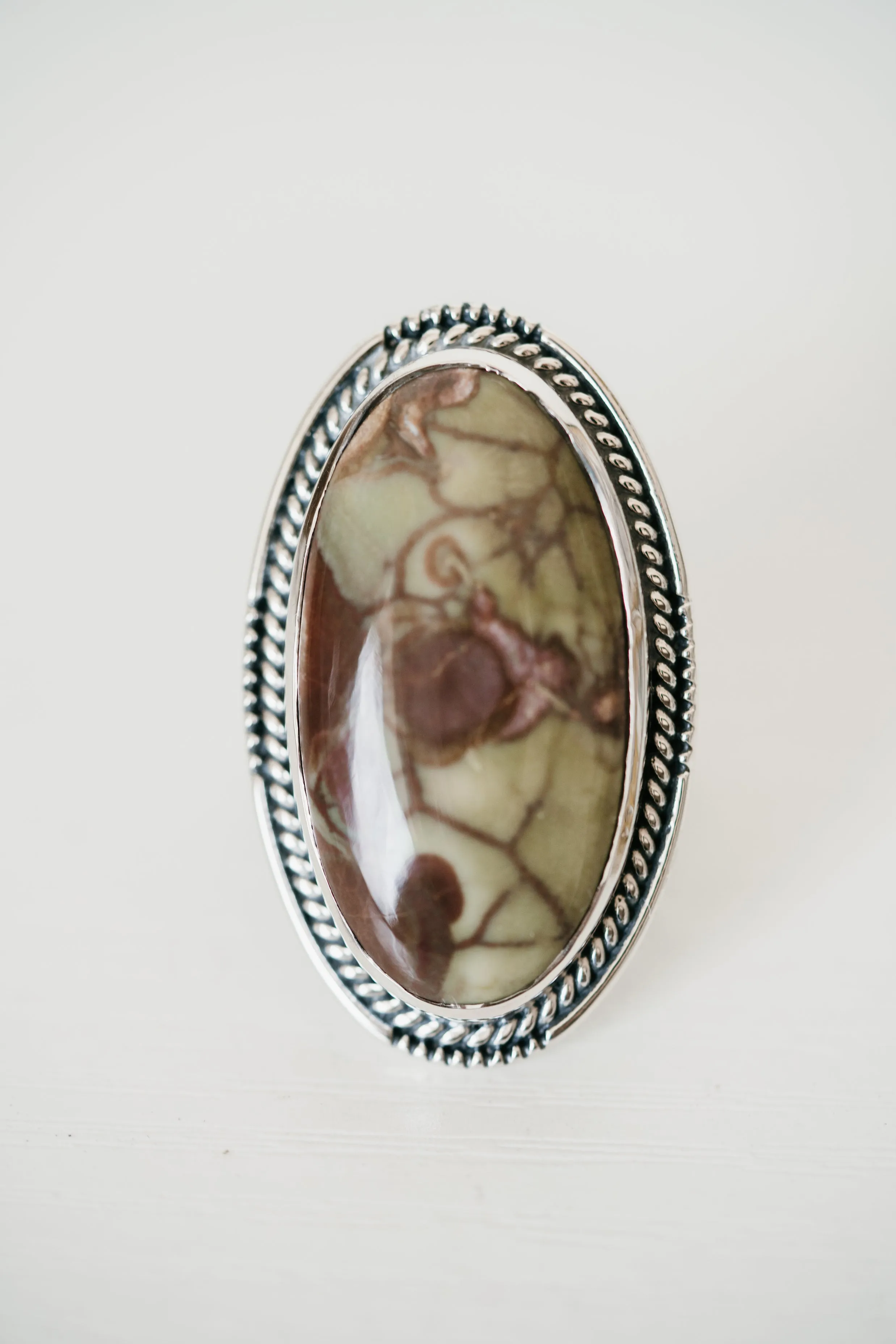 Skyler Ring | Spiderweb Jasper sold by Goldie Lew