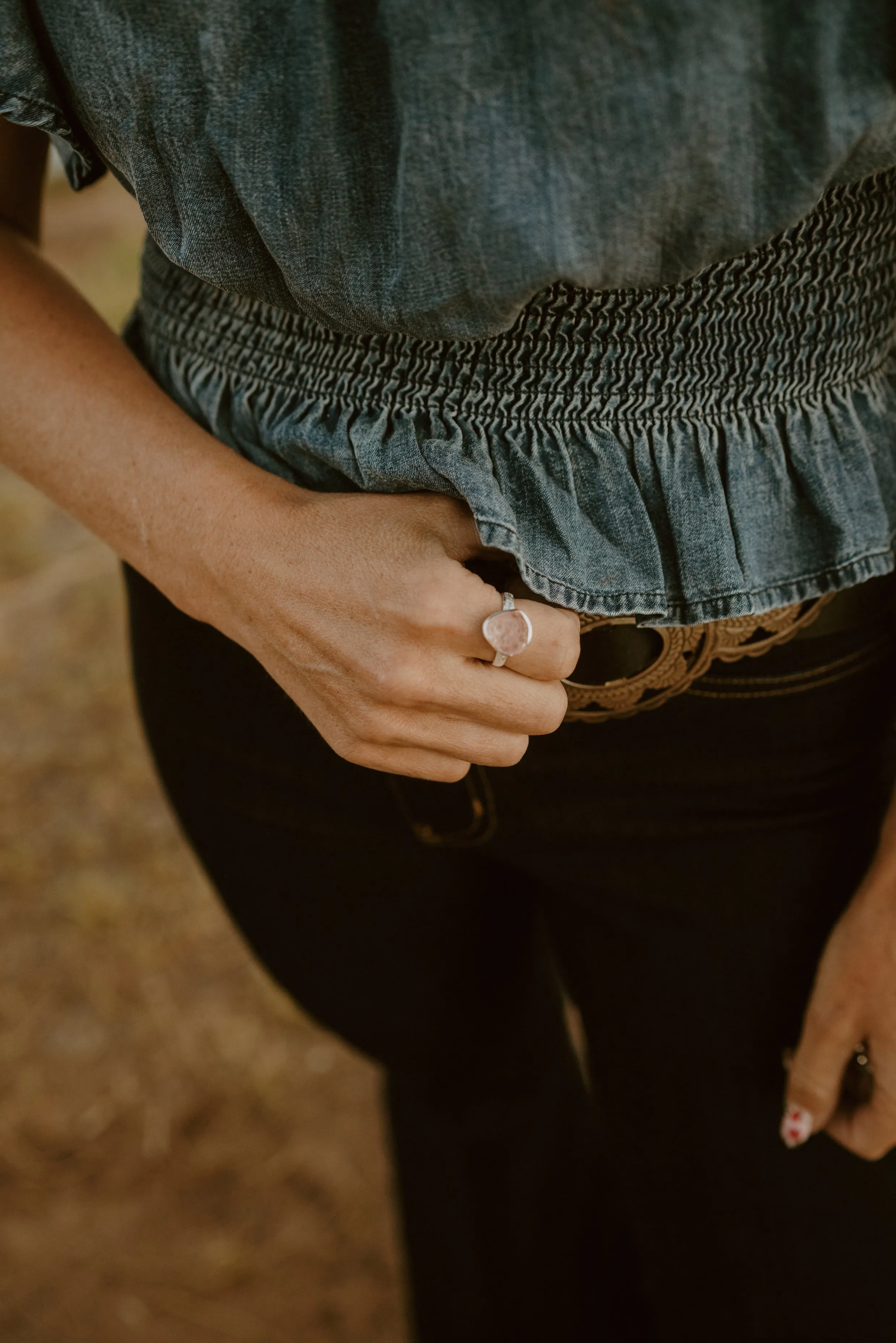 Ximena Ring | #1 | Rough Rose Quartz - FINAL SALE sold by Goldie Lew product image thumbnail 3