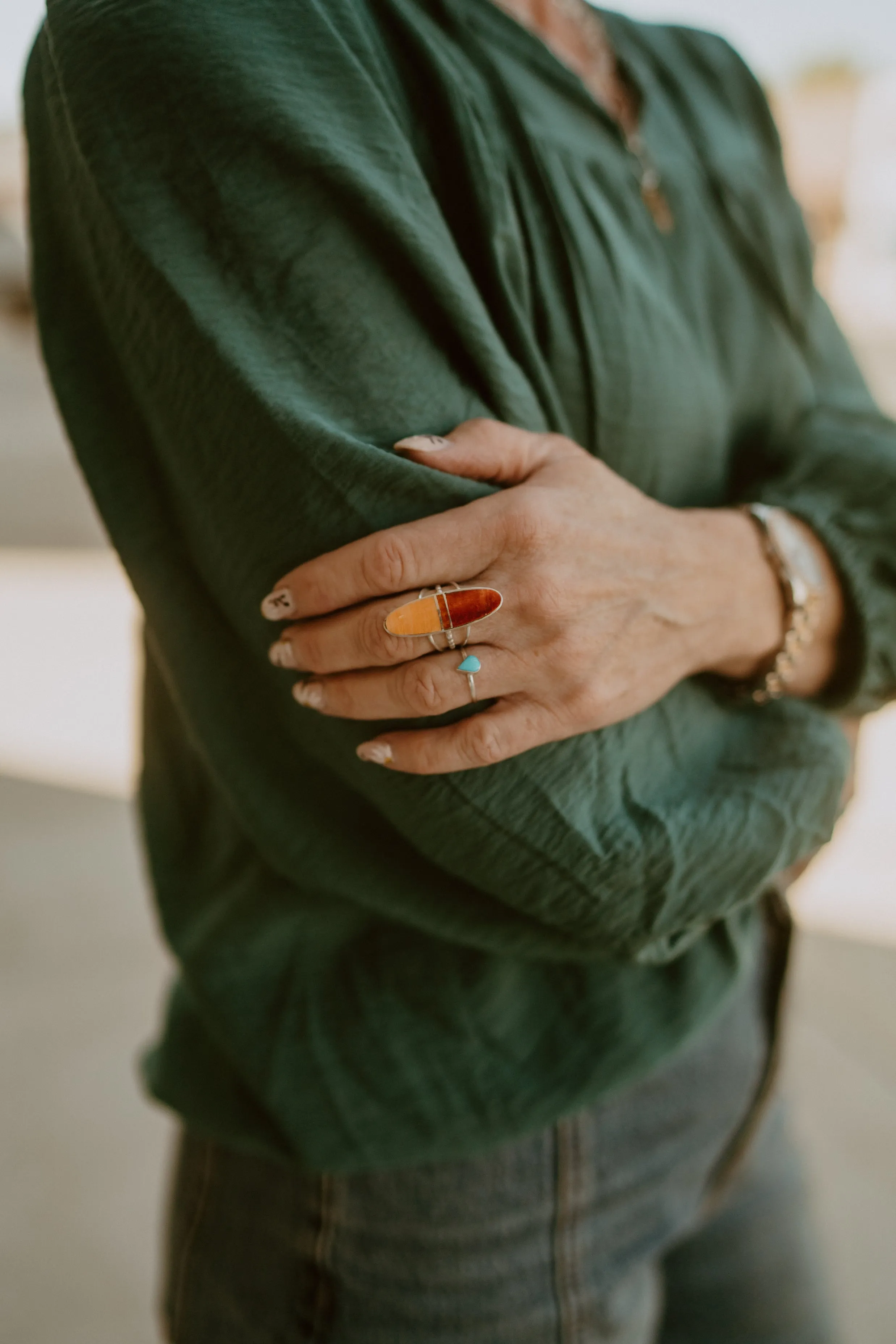 Tiny Teardrop Ring | Turquoise sold by Goldie Lew product image thumbnail 4