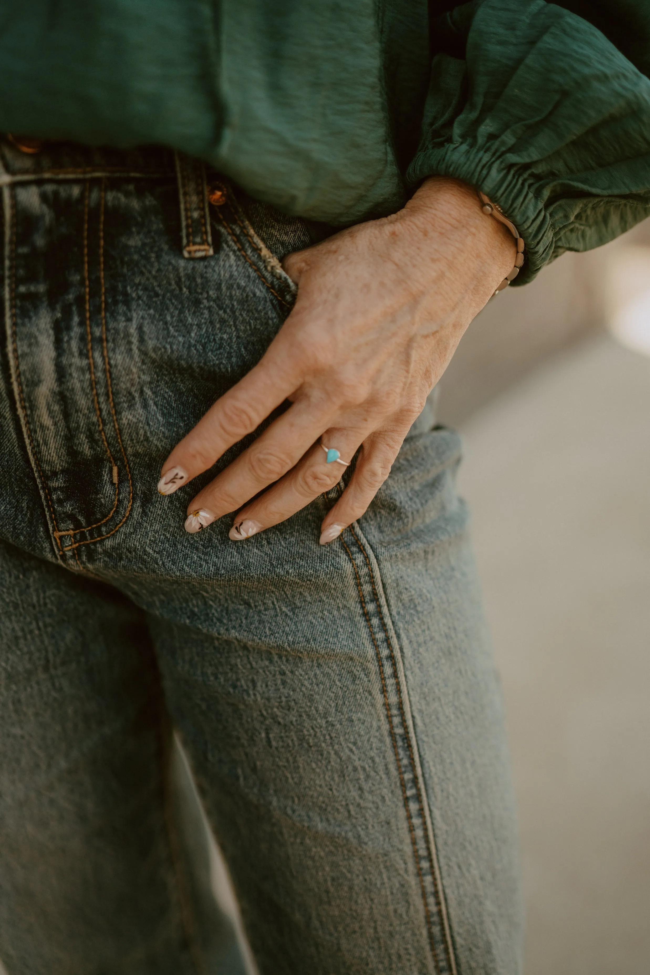Tiny Teardrop Ring | Turquoise sold by Goldie Lew product image thumbnail 5
