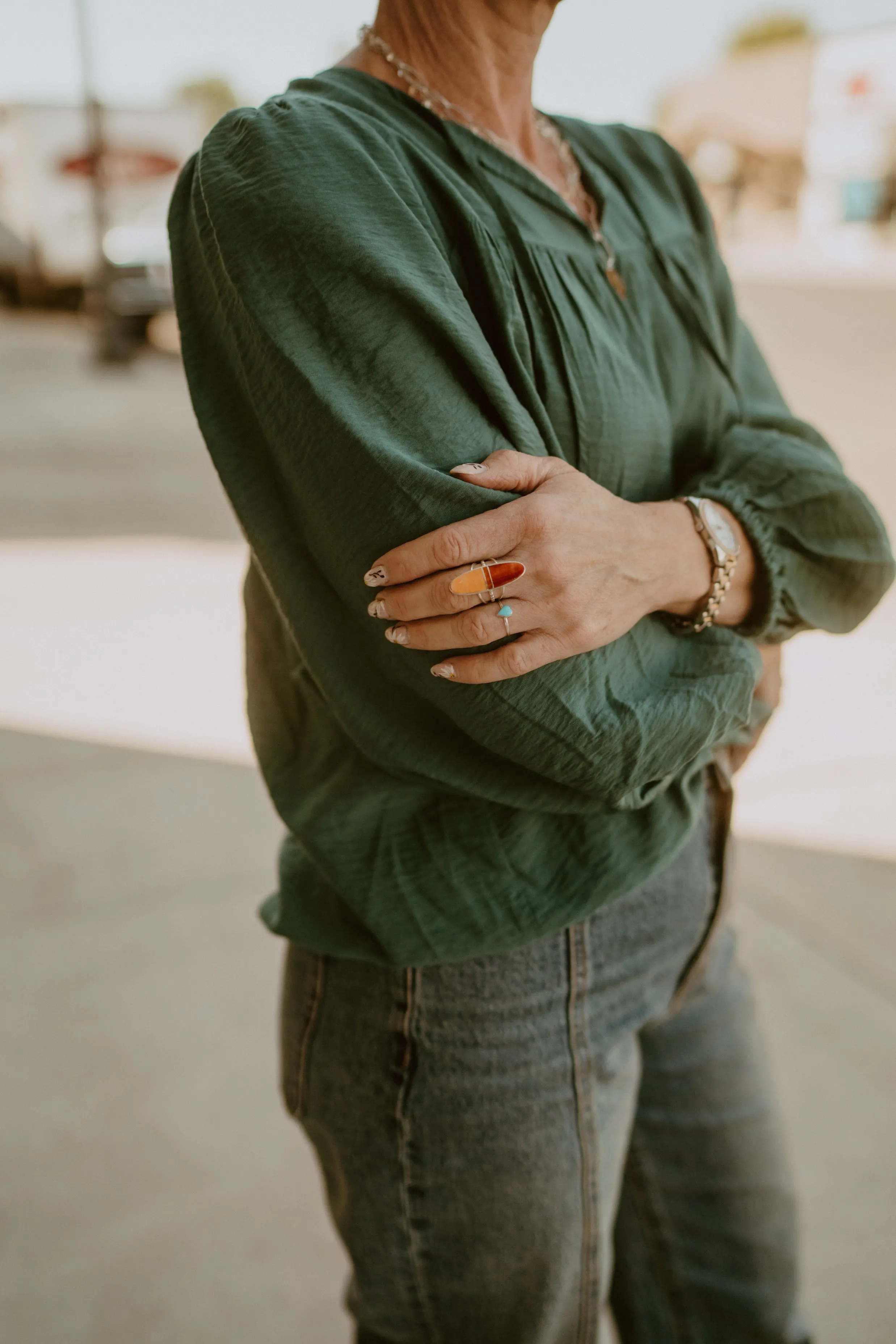 Tiny Teardrop Ring | Turquoise sold by Goldie Lew product image thumbnail 3