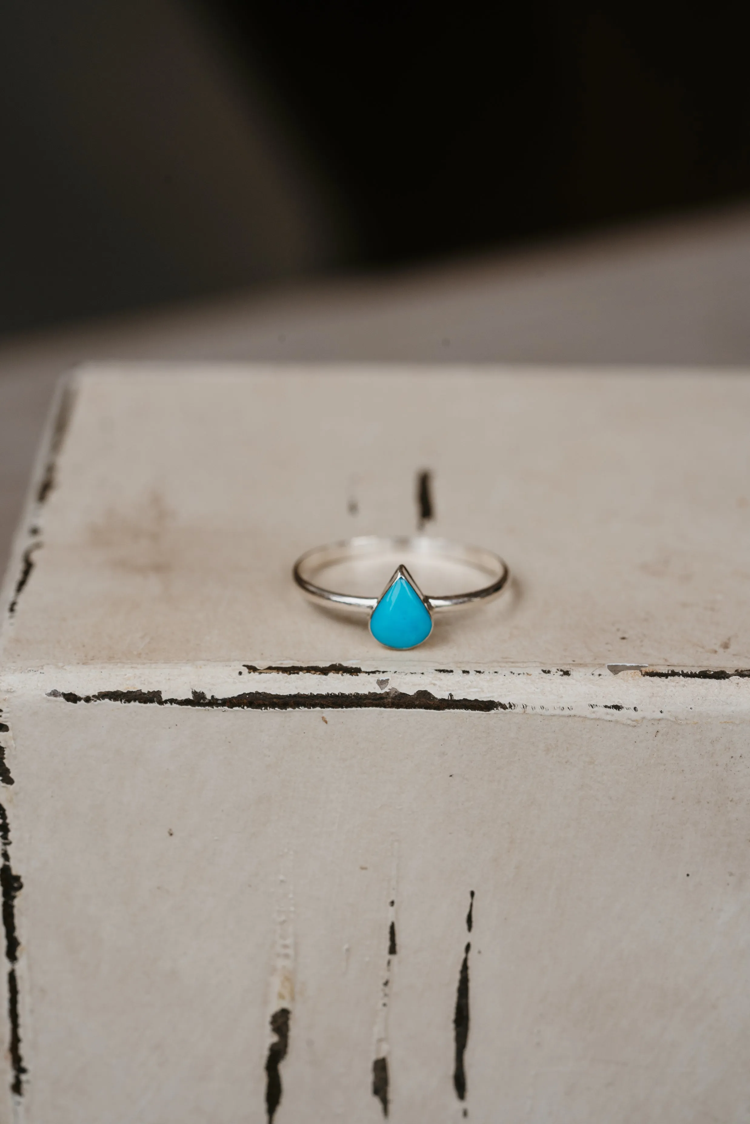 Tiny Teardrop Ring | Turquoise sold by Goldie Lew