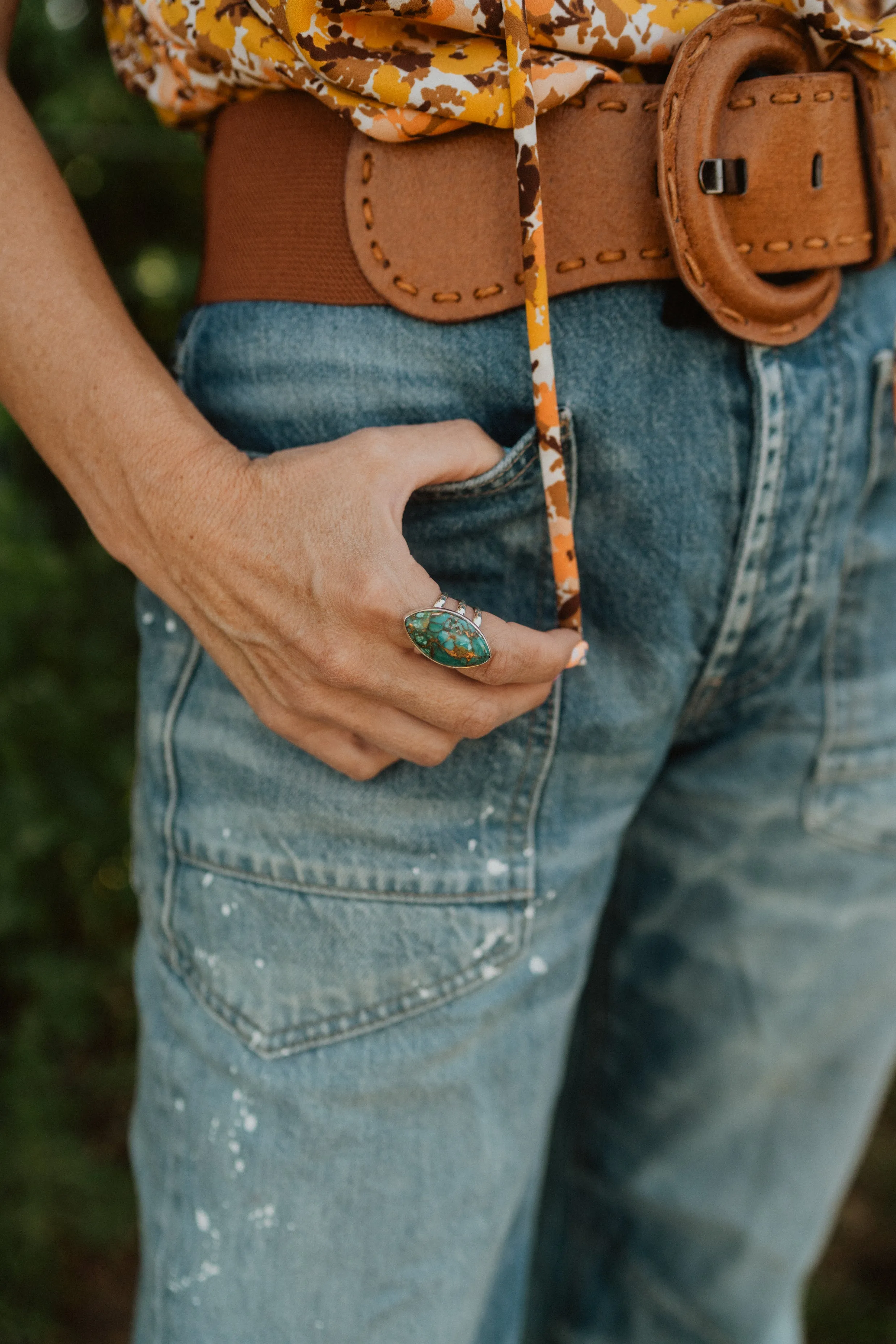 Darian Ring | Blue Copper Turquoise sold by Goldie Lew product image thumbnail 4
