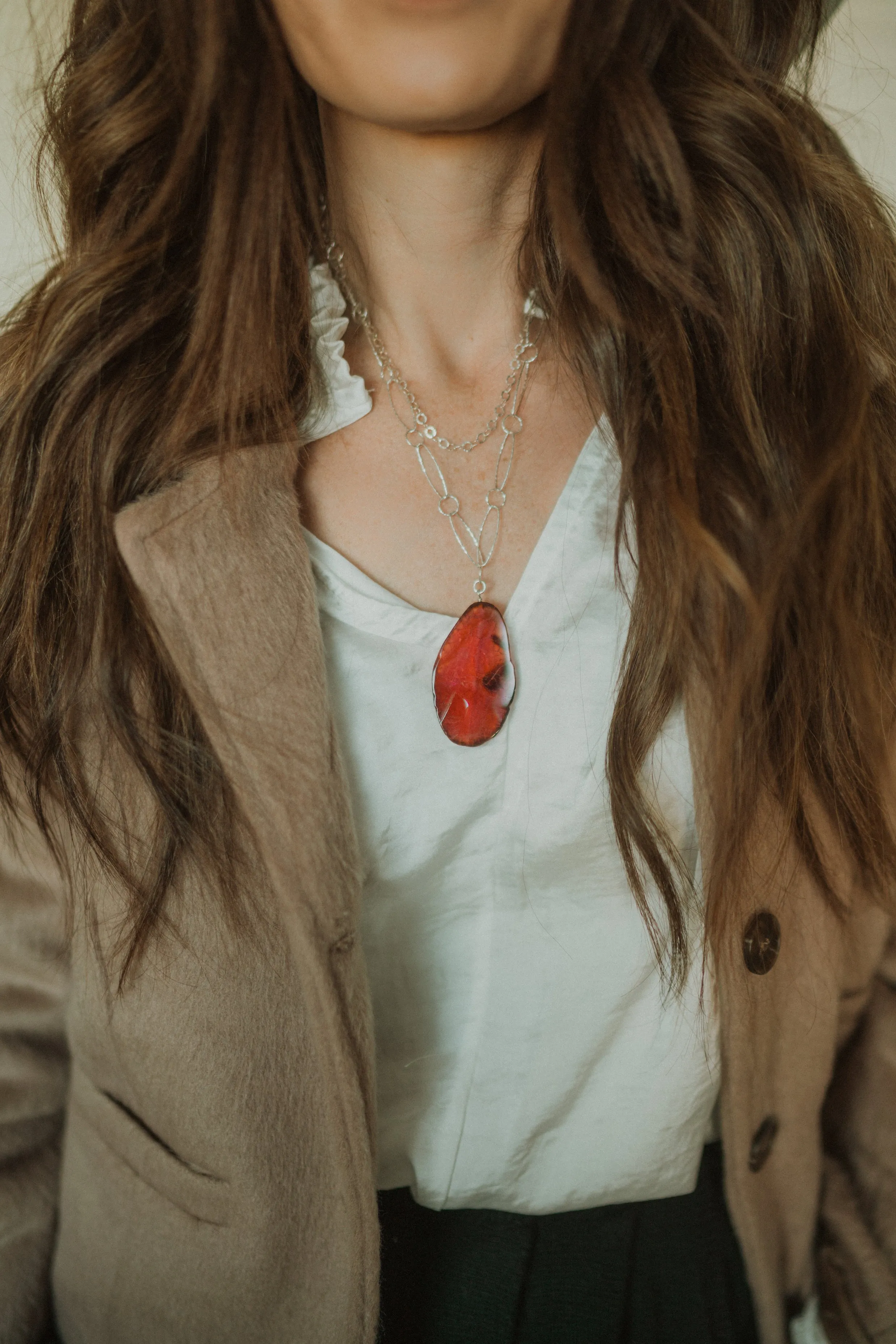 Kyree Necklace | Red Agate - FINAL SALE sold by Goldie Lew