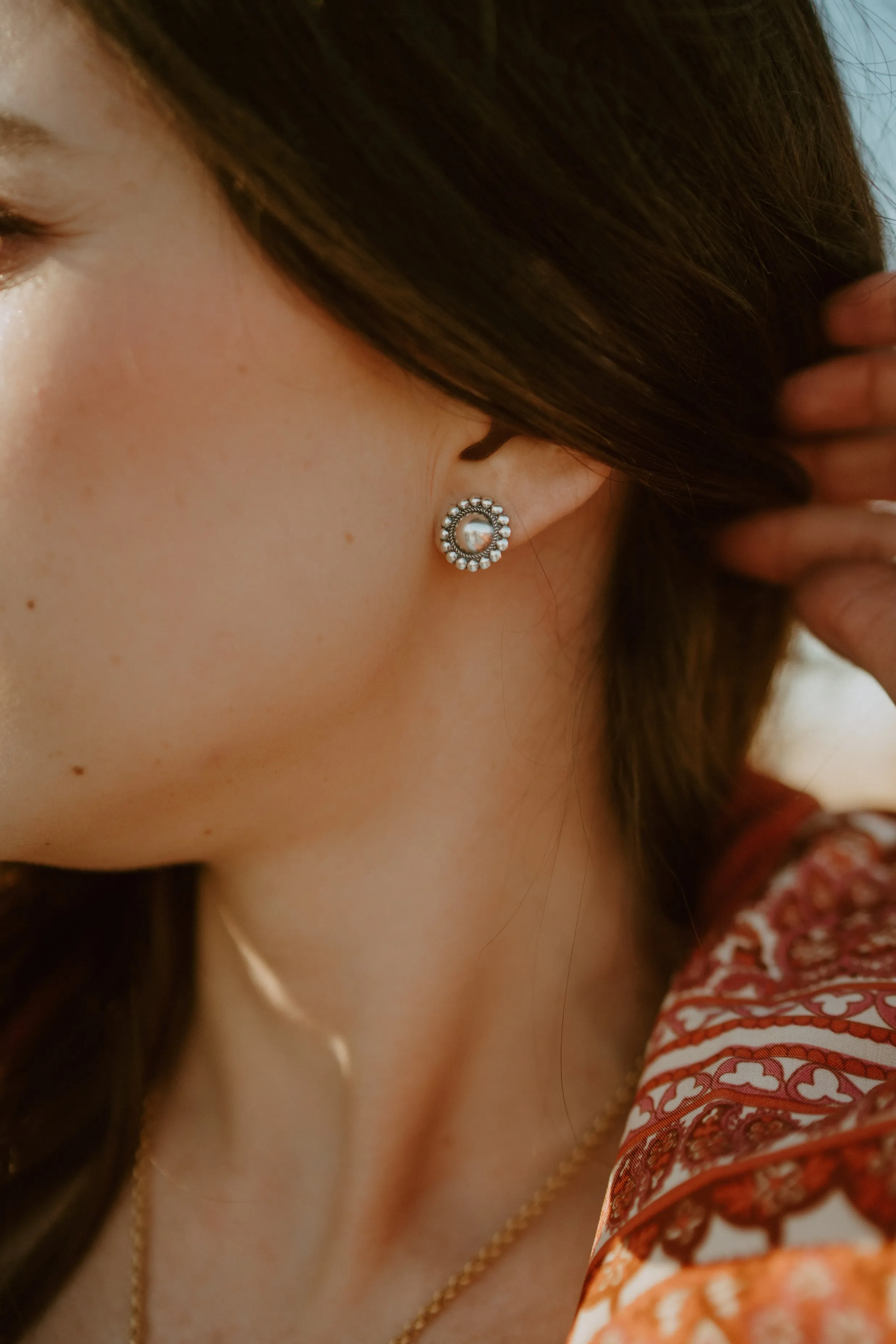 Silver Bianca Studs | Circle sold by Goldie Lew product image thumbnail 2