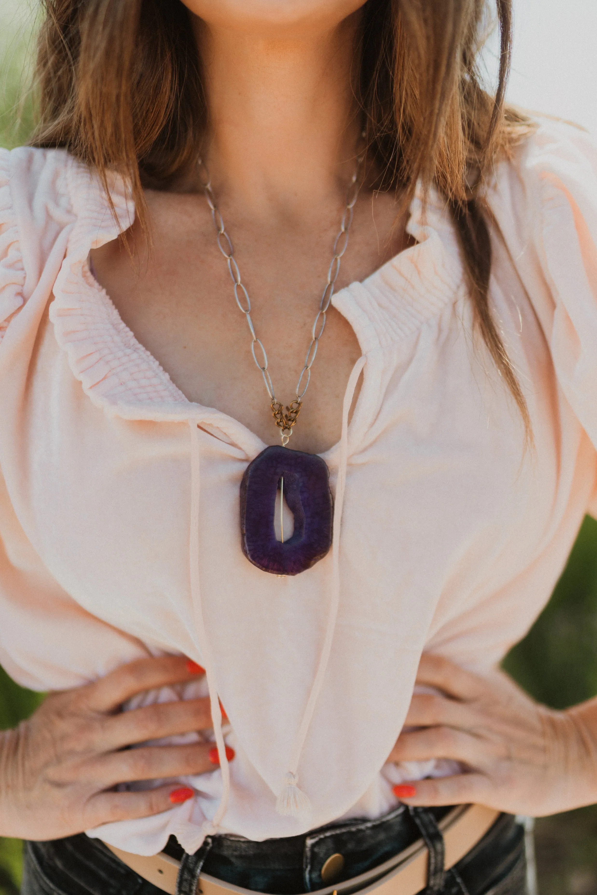 Tara Necklace | Purple sold by Goldie Lew