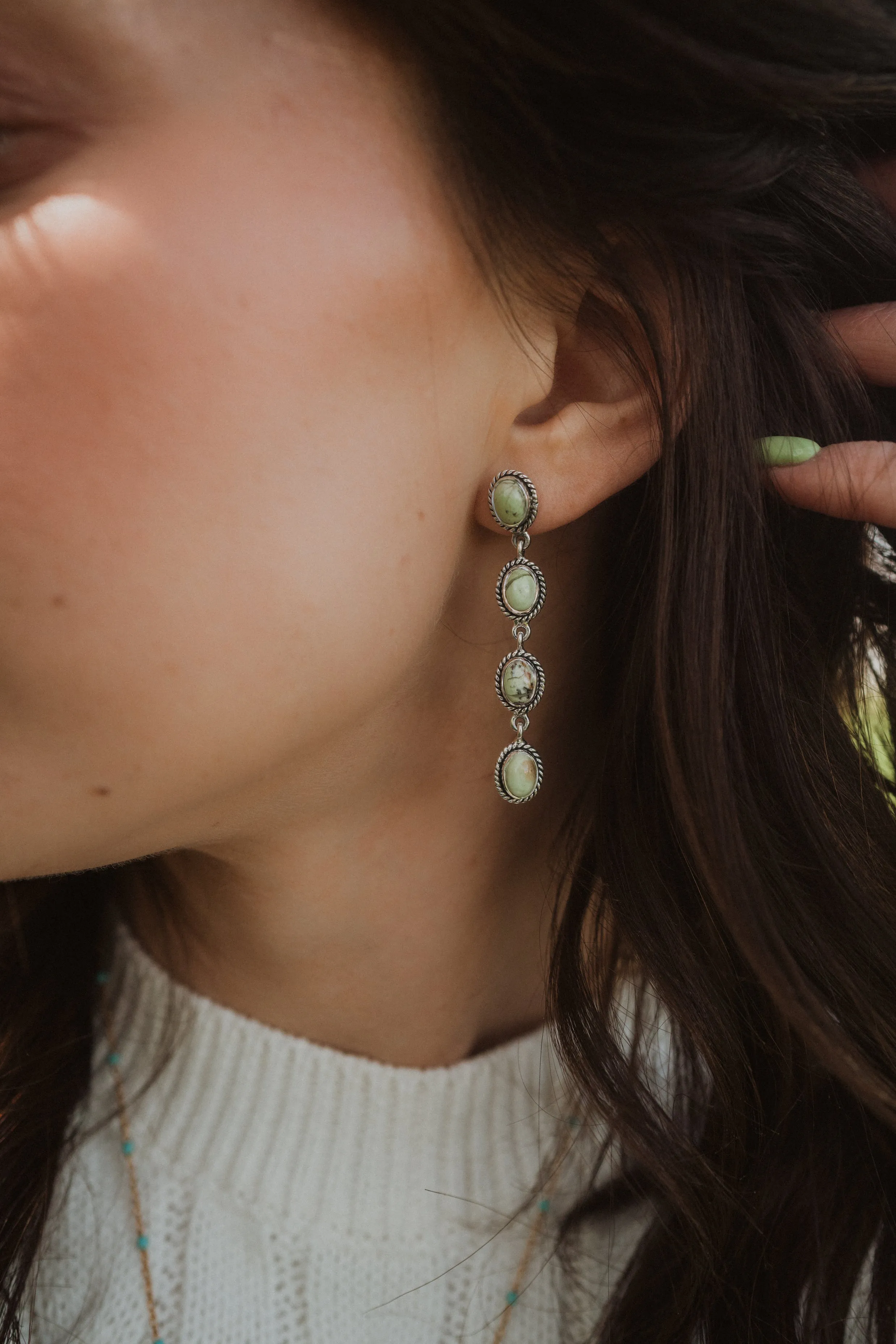 Shelly Earrings | Lemon Chrysoprase sold by Goldie Lew