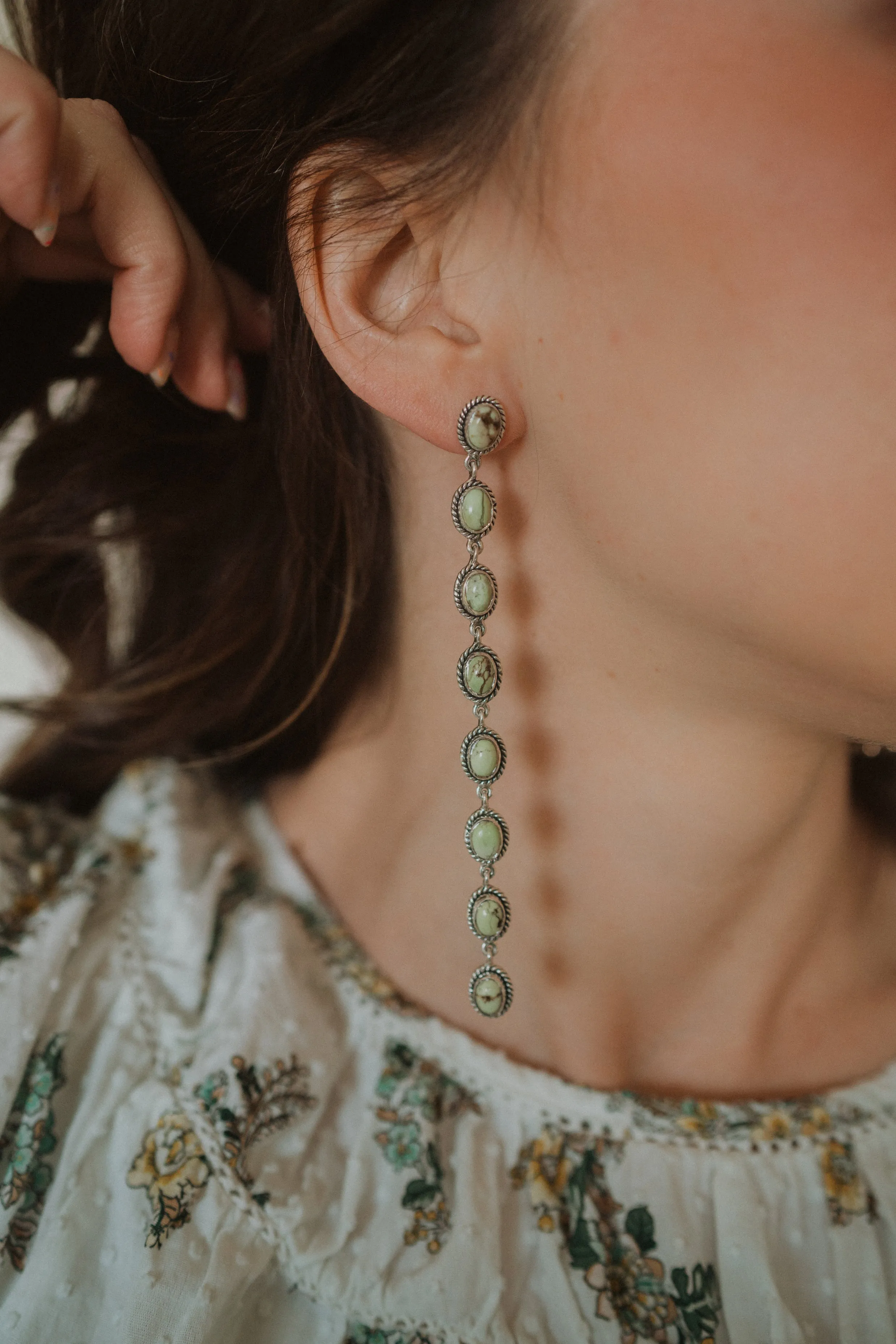 Shelly Earrings | Lemon Chrysoprase sold by Goldie Lew product image thumbnail 2