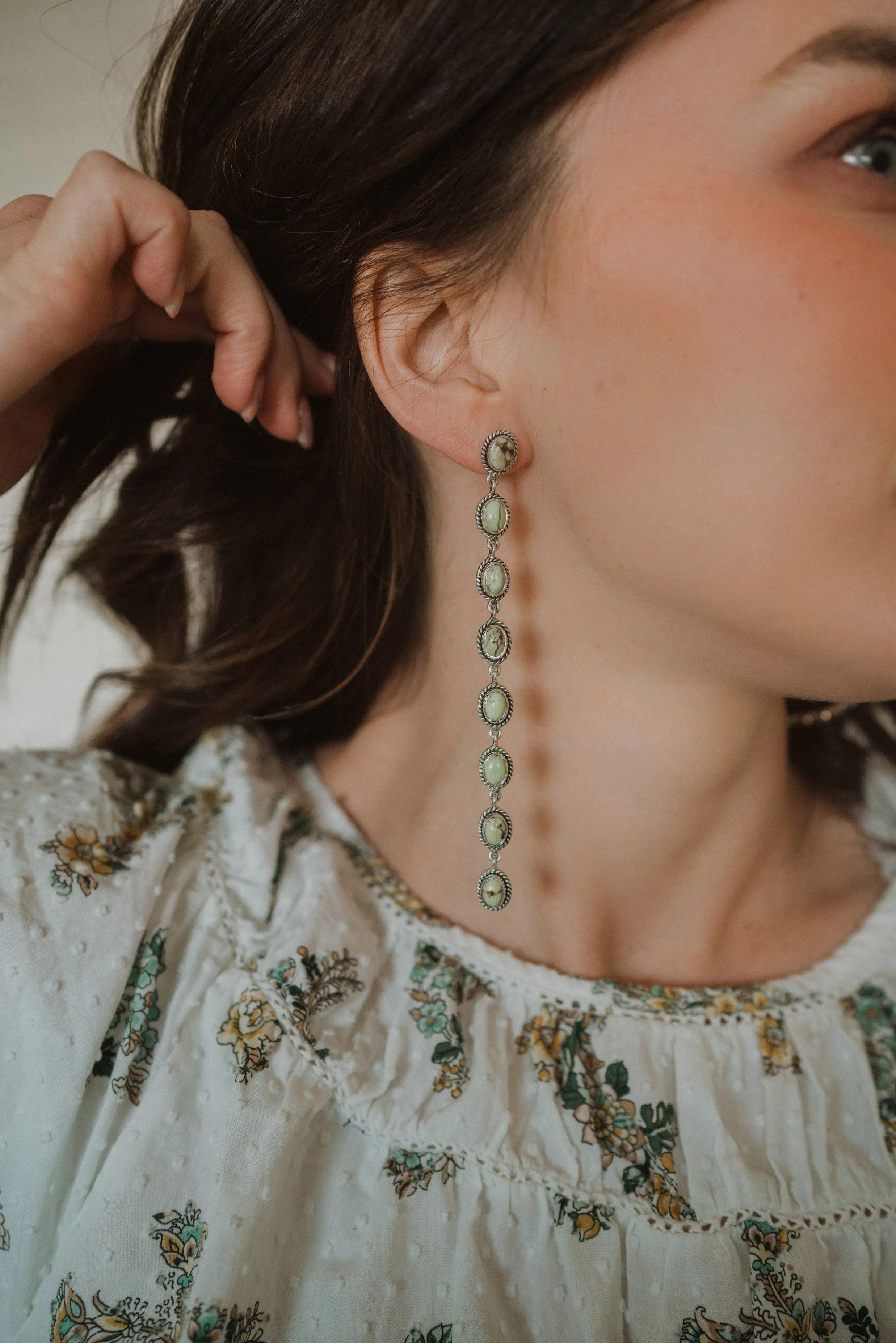 Shelly Earrings | Lemon Chrysoprase sold by Goldie Lew product image thumbnail 3