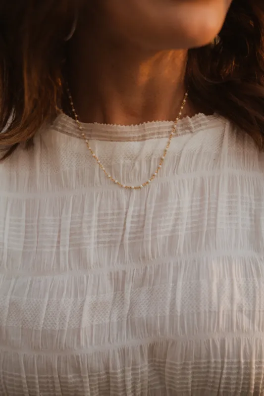 Violet Necklace | Delicate Fresh Water Pearl Chain sold by Goldie Lew