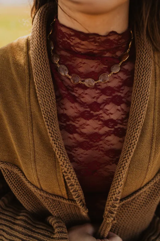 Delsie Necklace | Gold | Strawberry Quartz sold by Goldie Lew