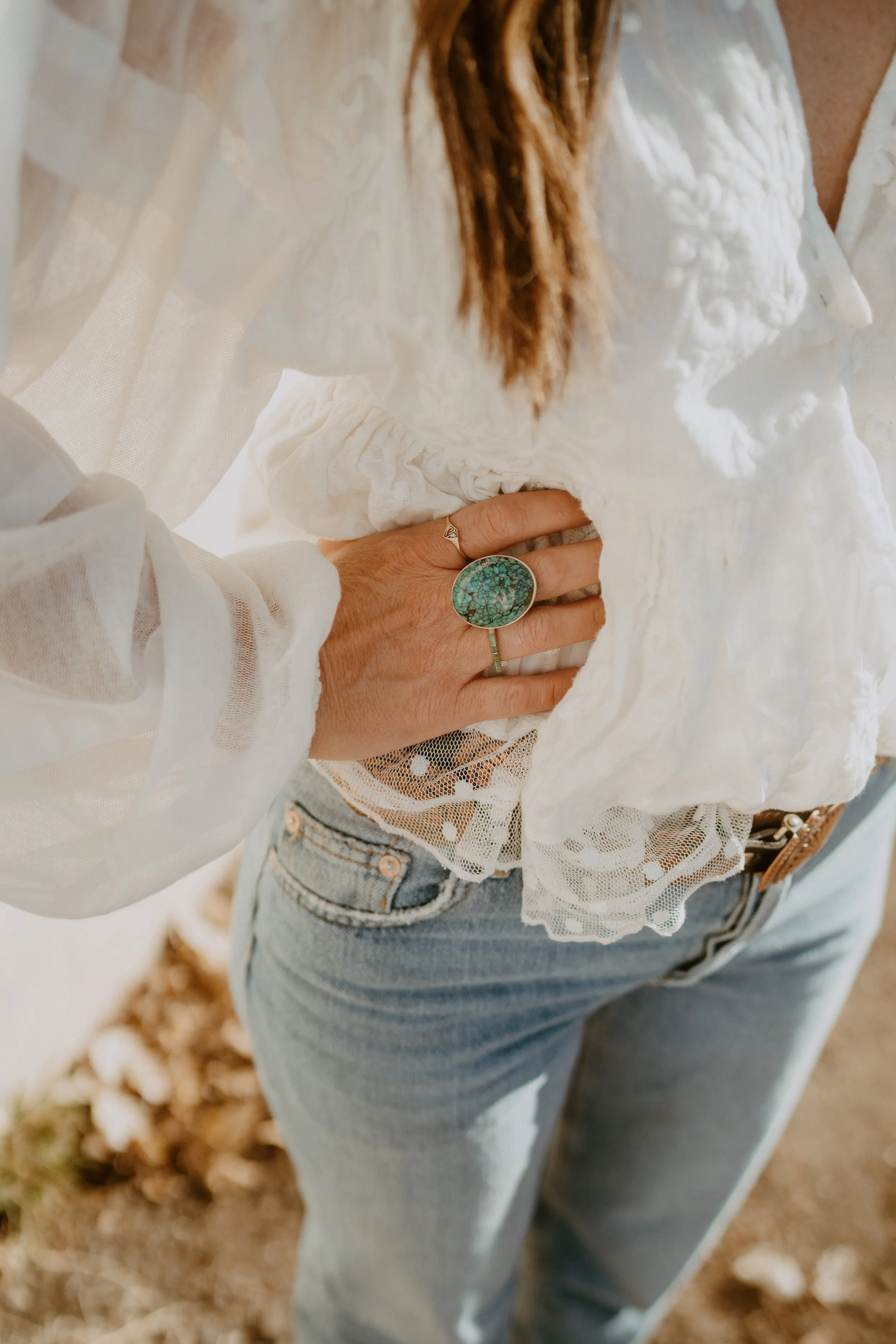 Nadia Ring | Tibetan Turquoise sold by Goldie Lew product image thumbnail 4