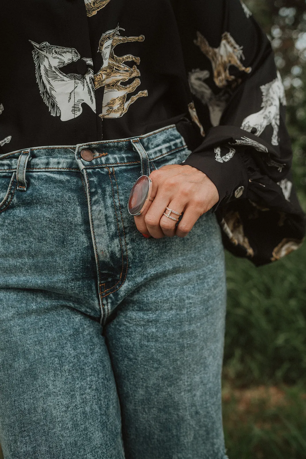 Ruby Falls Ring | Botswana Agate sold by Goldie Lew product image thumbnail 2