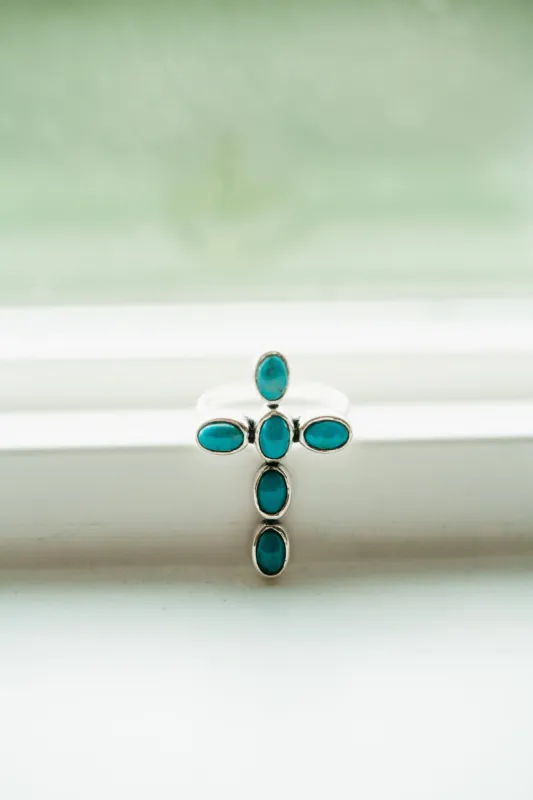 Dottie Cross Ring | Turquoise sold by Goldie Lew