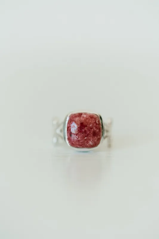 Amelia Ring | Pink Rhodonite sold by Goldie Lew
