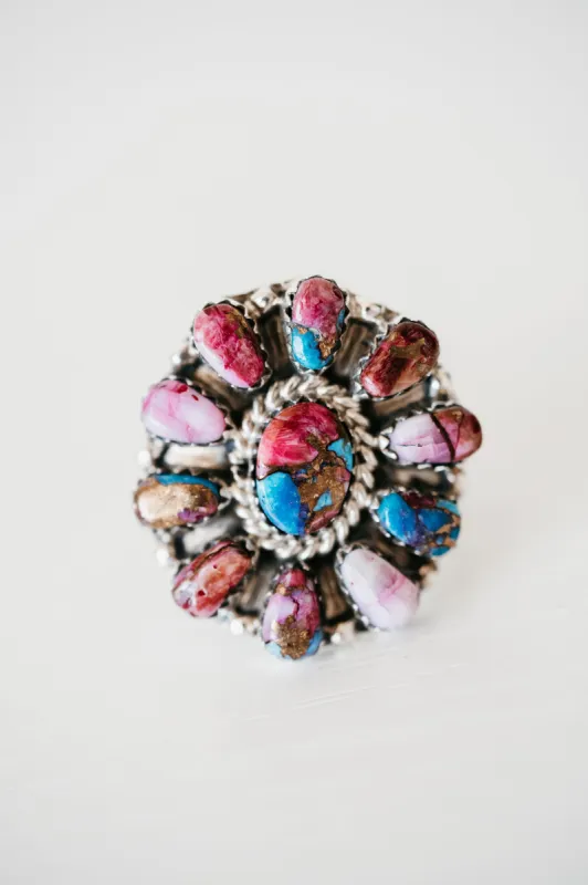 Banks Ring | Pink Spiny Turquoise sold by Goldie Lew