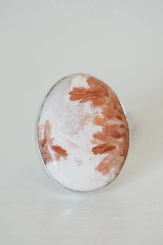 Large Shawn Ring | Pink Scolecite sold by Goldie Lew