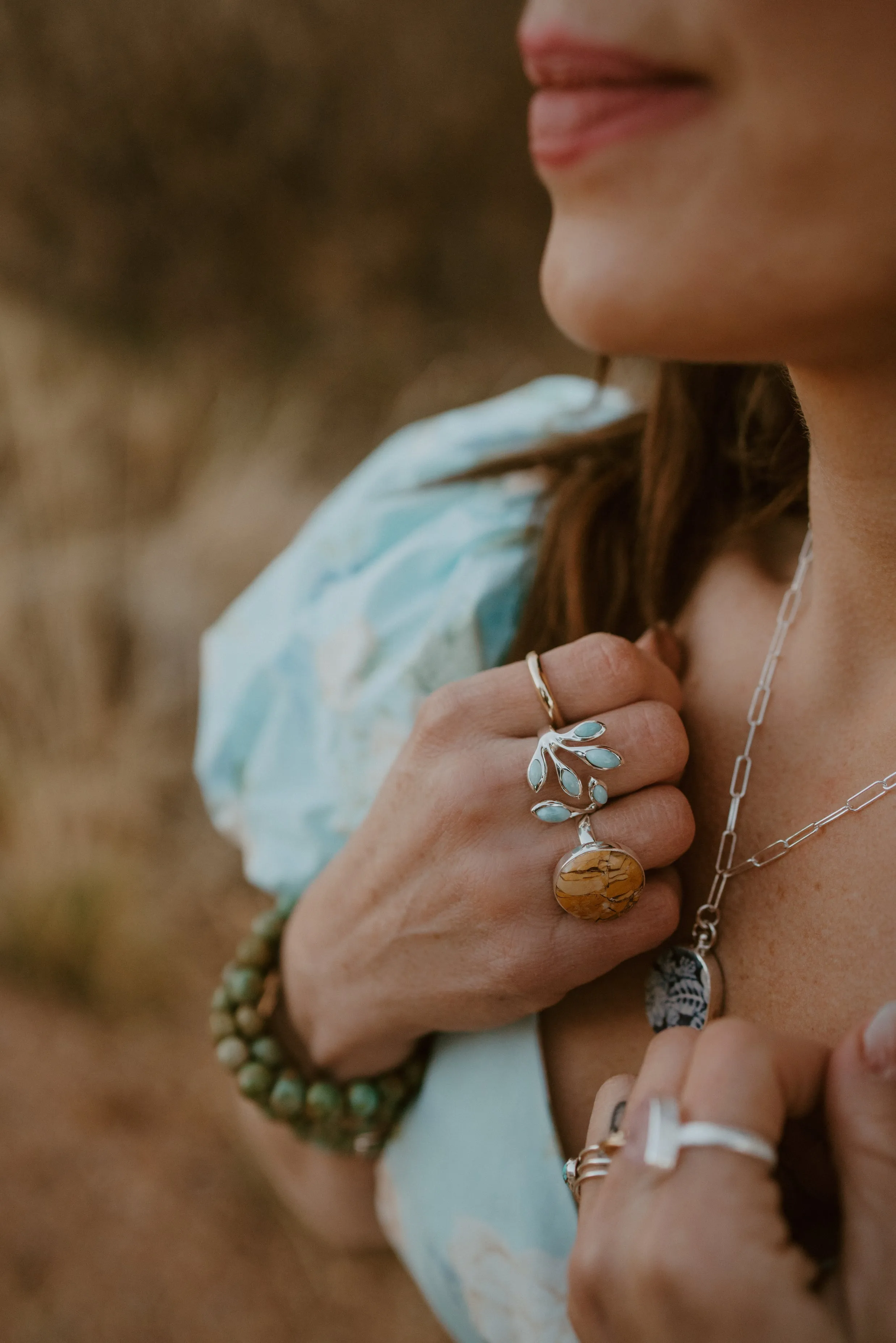 Blythe Ring | Larimar sold by Goldie Lew product image thumbnail 4