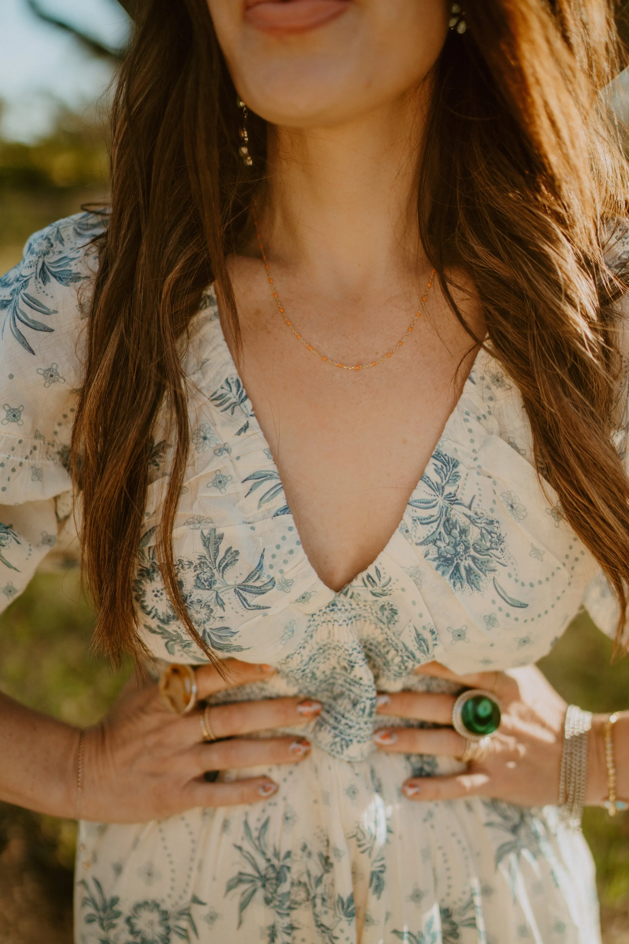 Maria Necklace | Orange + Gold - FINAL SALE sold by Goldie Lew