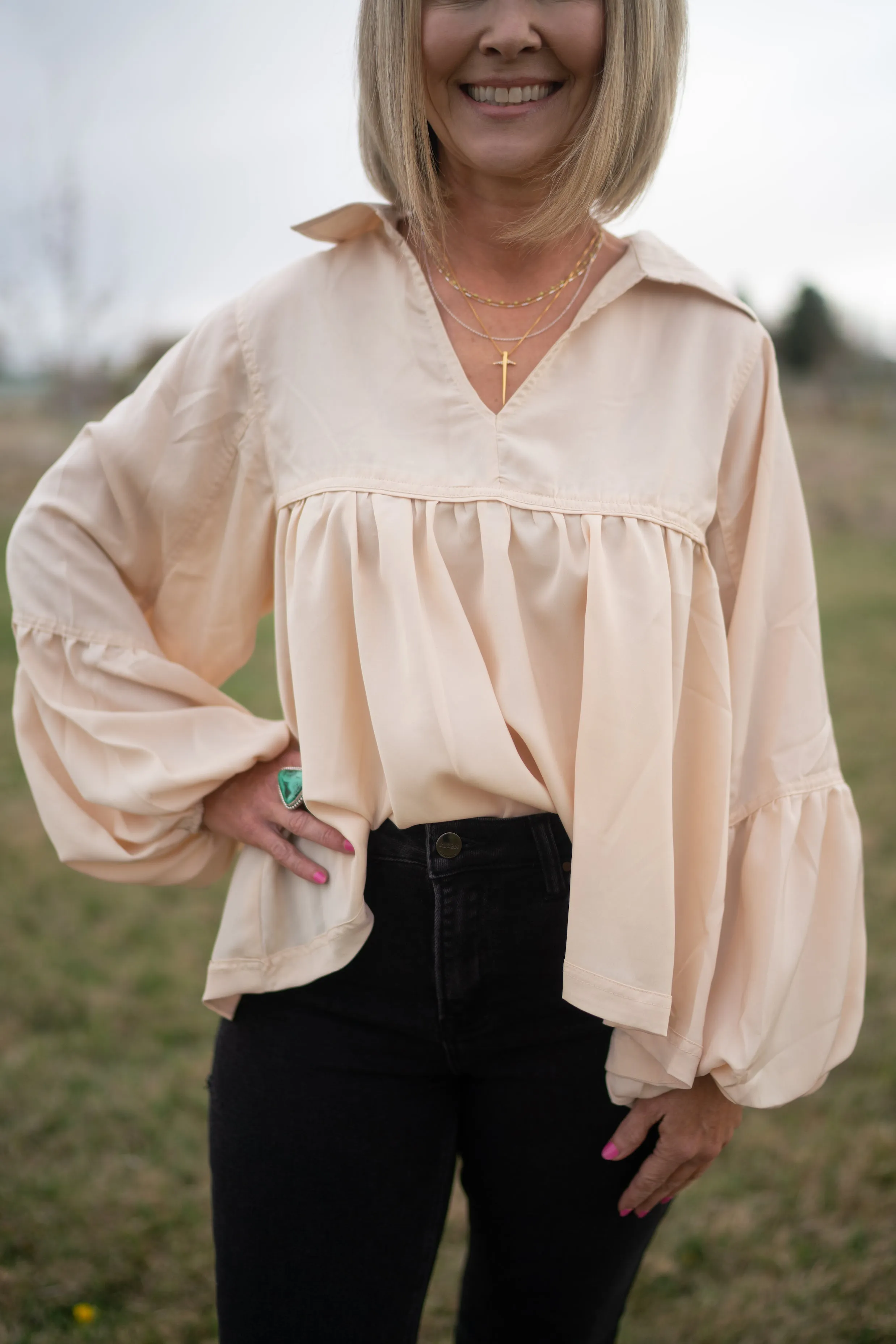 Quincey Top | Eggshell sold by Goldie Lew product image thumbnail 3