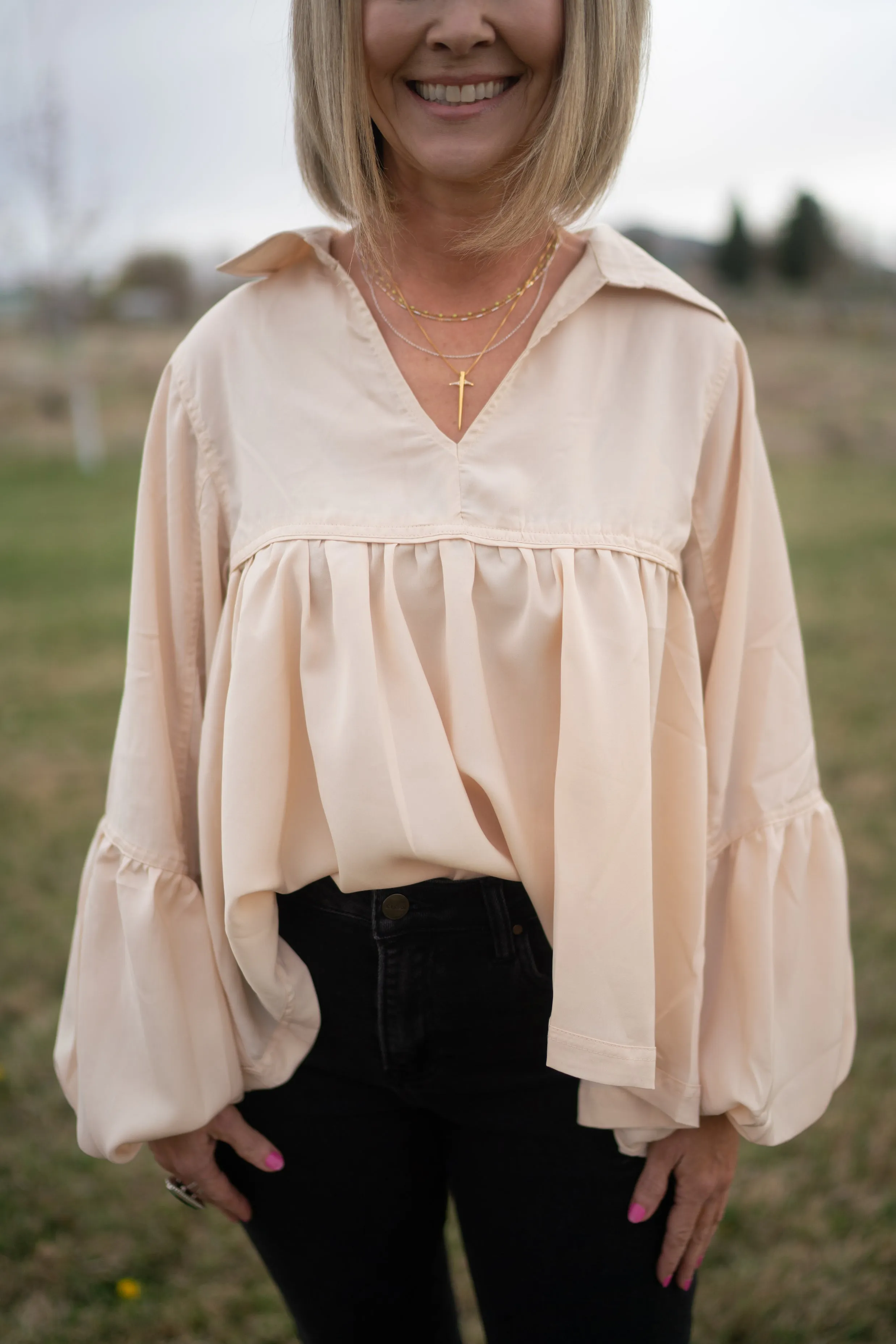 Quincey Top | Eggshell sold by Goldie Lew product image thumbnail 2