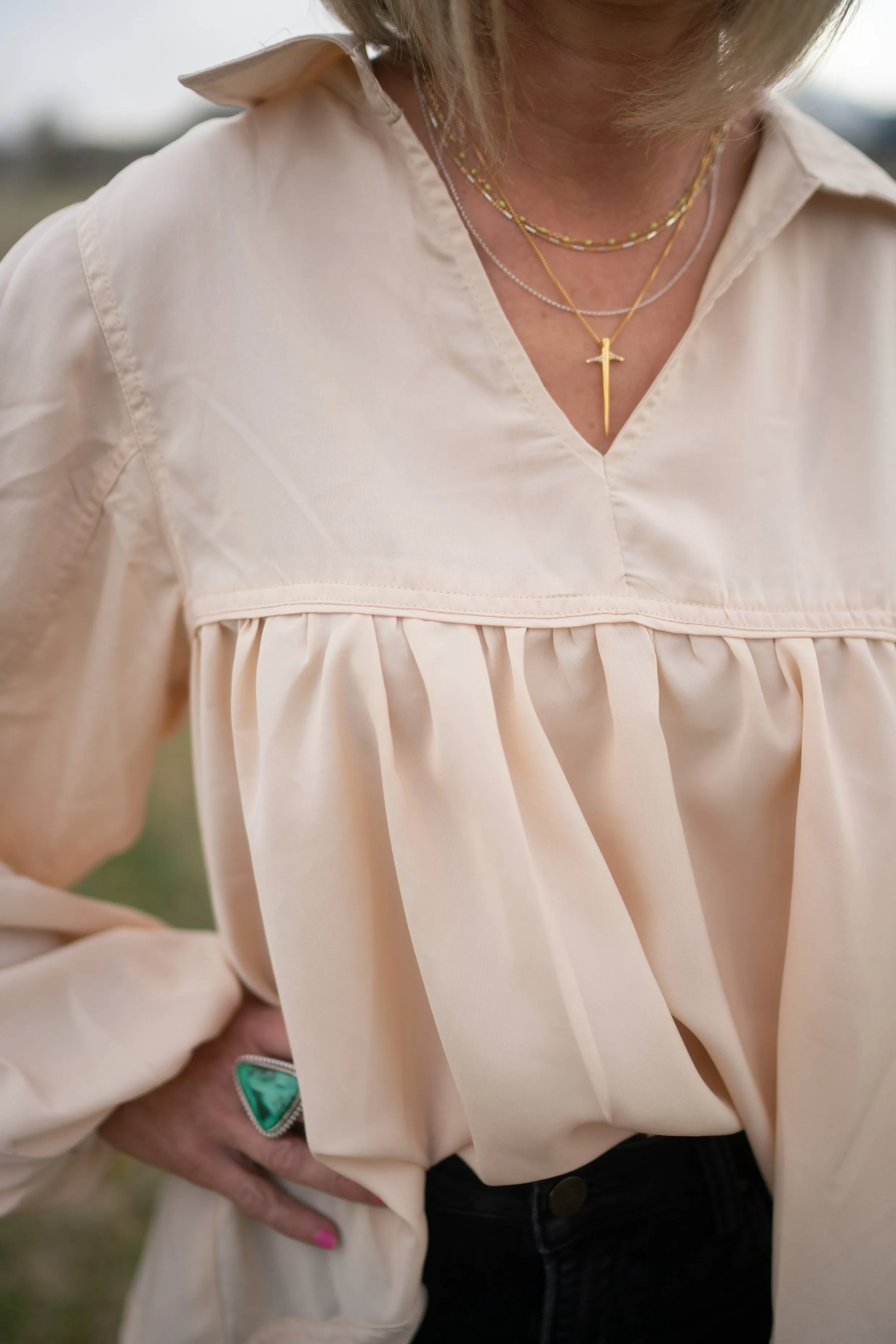 Quincey Top | Eggshell sold by Goldie Lew product image thumbnail 4