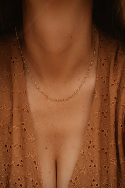 Mae Necklace | Larimar sold by Goldie Lew