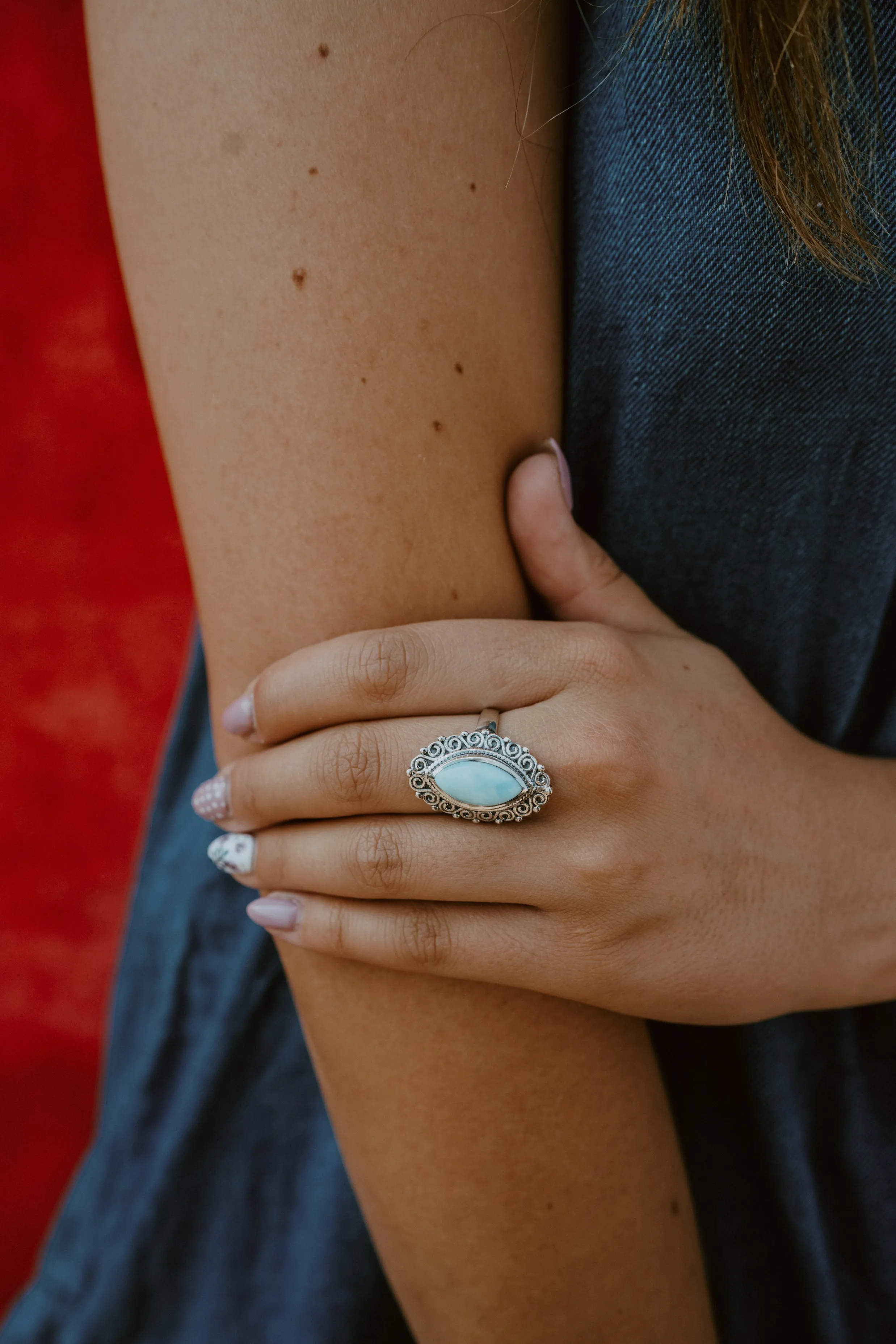 Chicago Ring | Larimar sold by Goldie Lew product image thumbnail 5