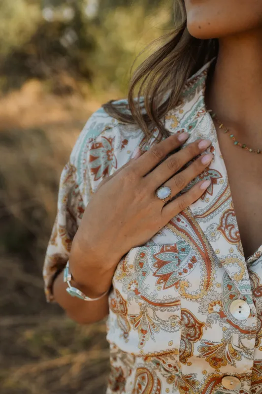 Crosby Ring | Rainbow Moonstone sold by Goldie Lew