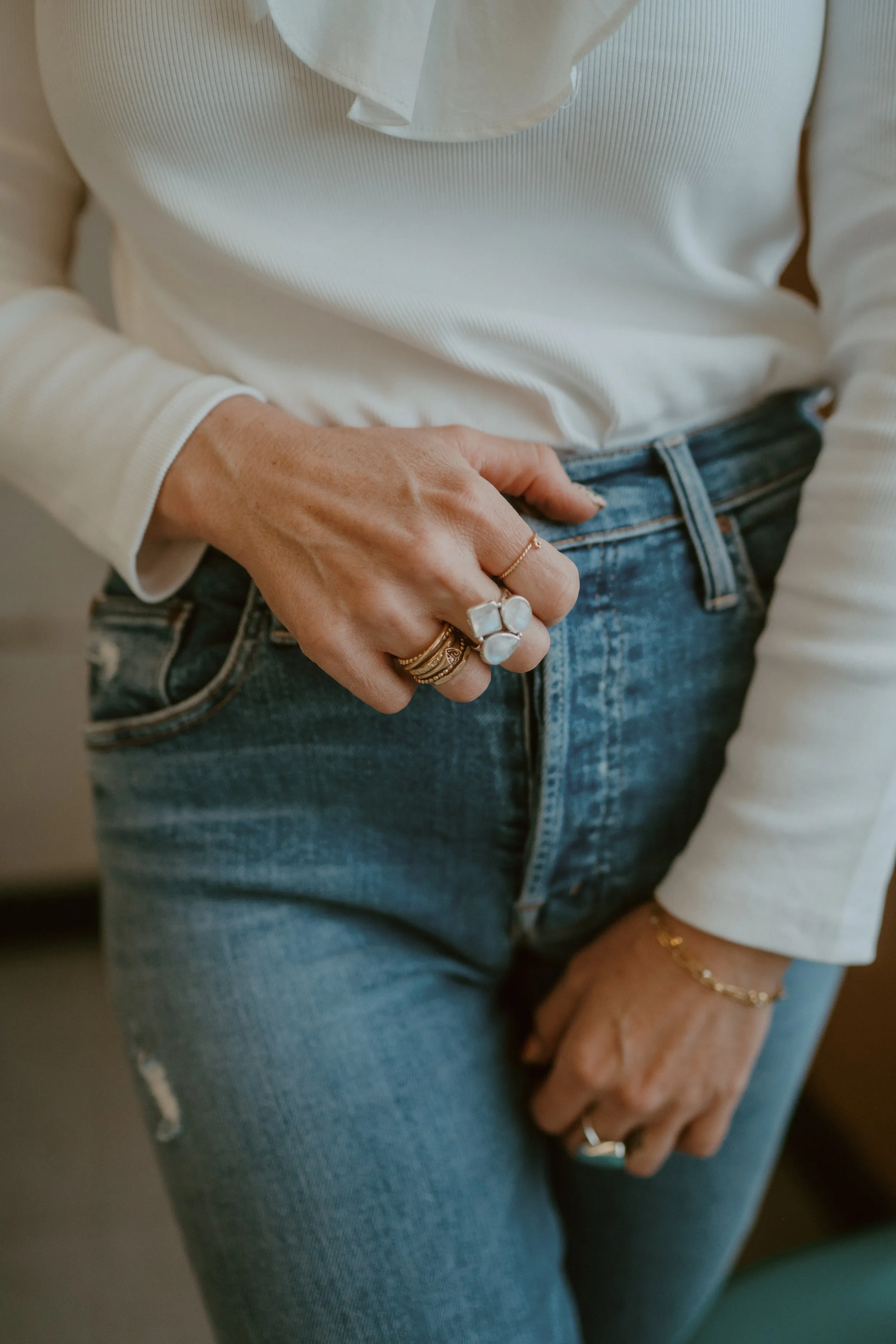 Dahlia Ring | Moonstone sold by Goldie Lew product image thumbnail 3