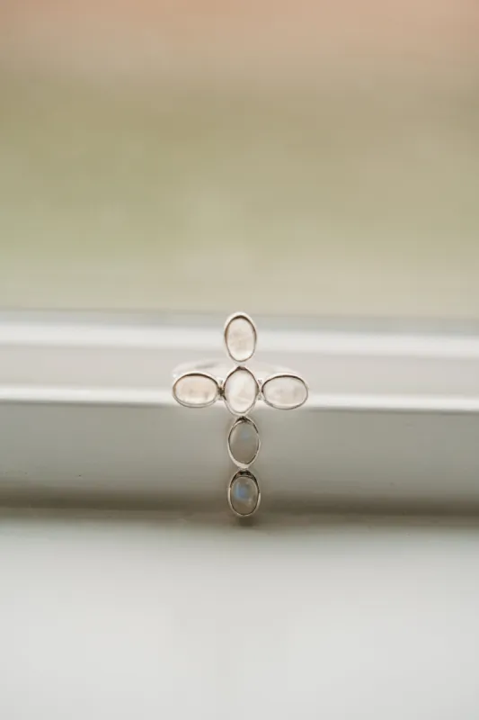 Dottie Cross Ring | Moonstone sold by Goldie Lew