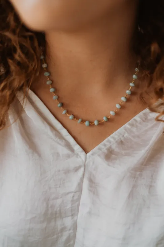Halle Necklace | Larimar sold by Goldie Lew