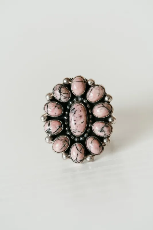 Vivian Ring | Pink Rhodonite sold by Goldie Lew