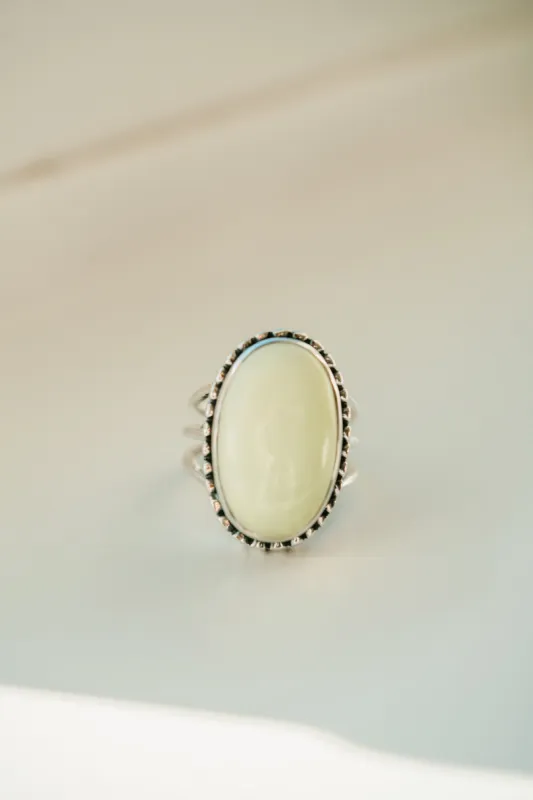 Etta Ring | Lemon Chrysoprase sold by Goldie Lew