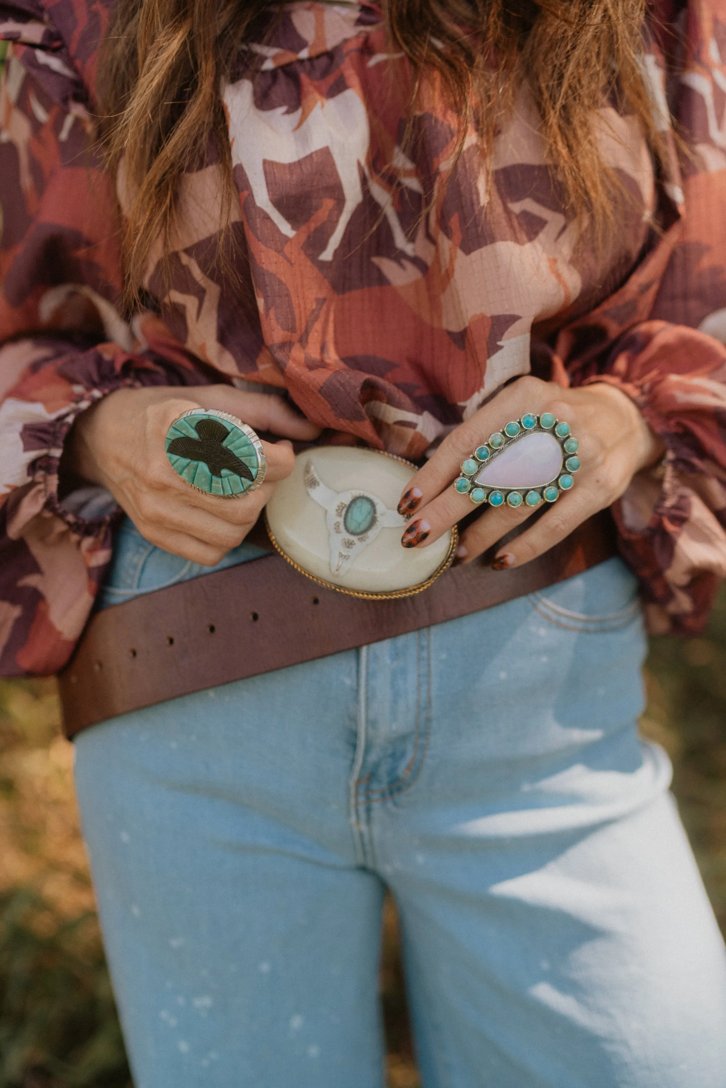 Mazzy Ring | Pink Petalite + Turquoise sold by Goldie Lew product image thumbnail 5