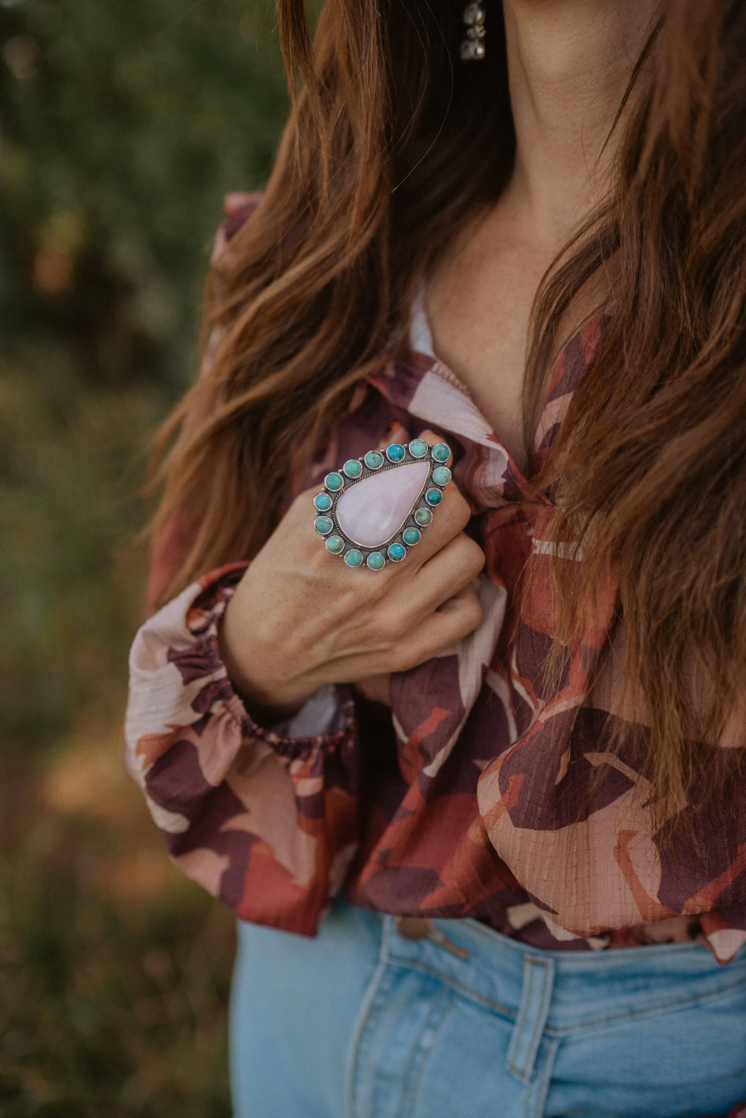 Mazzy Ring | Pink Petalite + Turquoise sold by Goldie Lew product image thumbnail 2