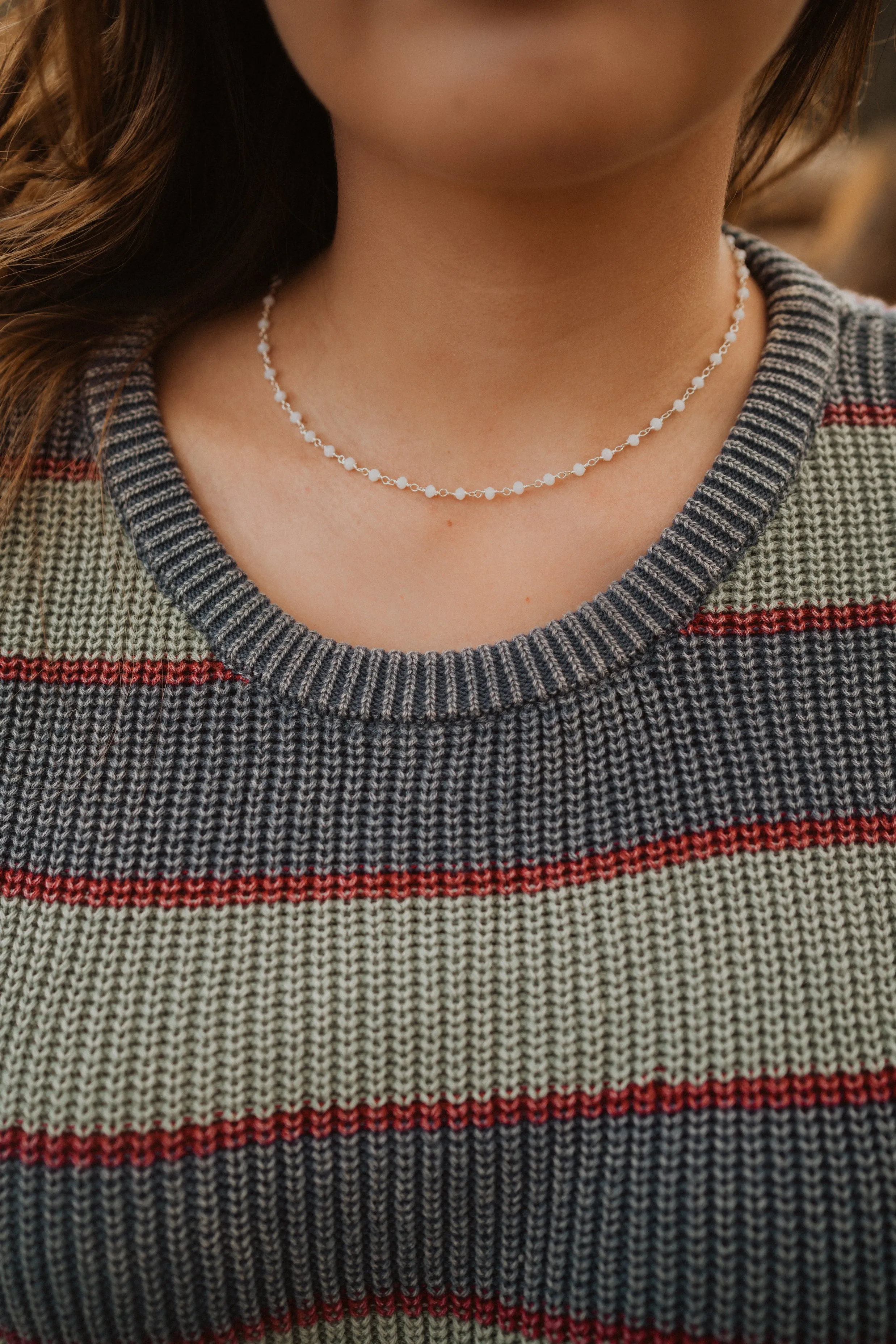 White and Silver Moonstone Choker sold by Goldie Lew