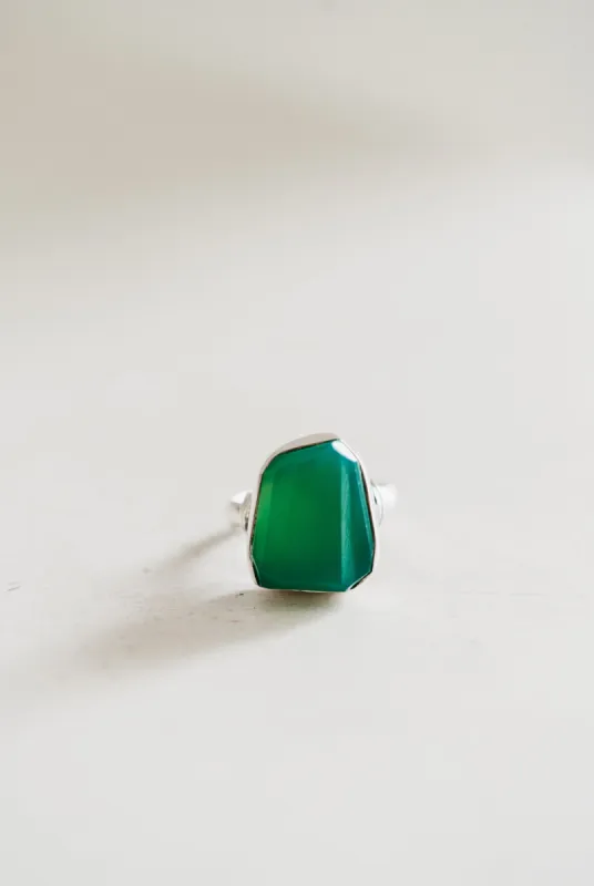 Meredith Ring | Green Chrysoprase sold by Goldie Lew
