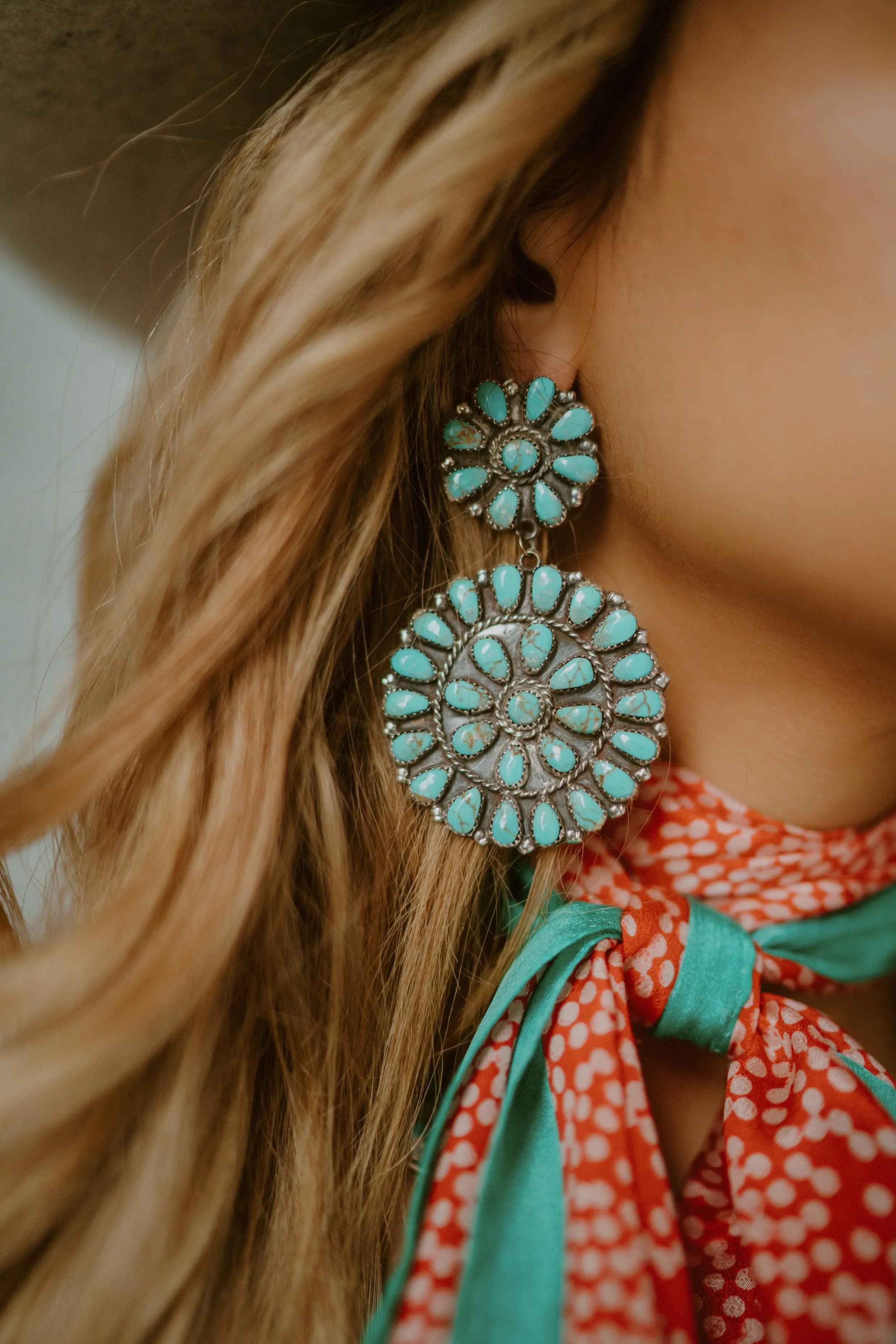 Large Cass Earrings | Turquoise sold by Goldie Lew product image thumbnail 4