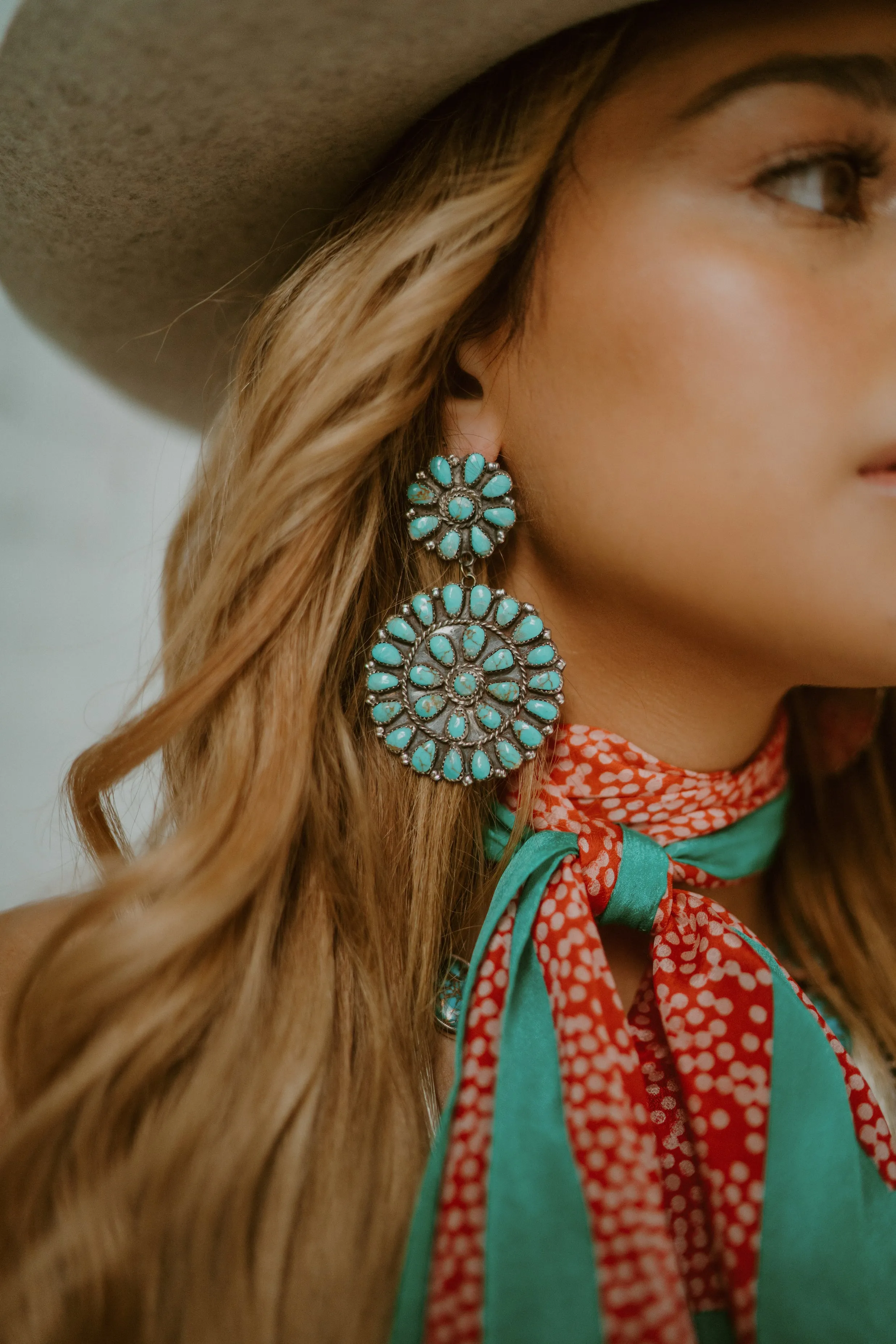 Large Cass Earrings | Turquoise sold by Goldie Lew product image thumbnail 3