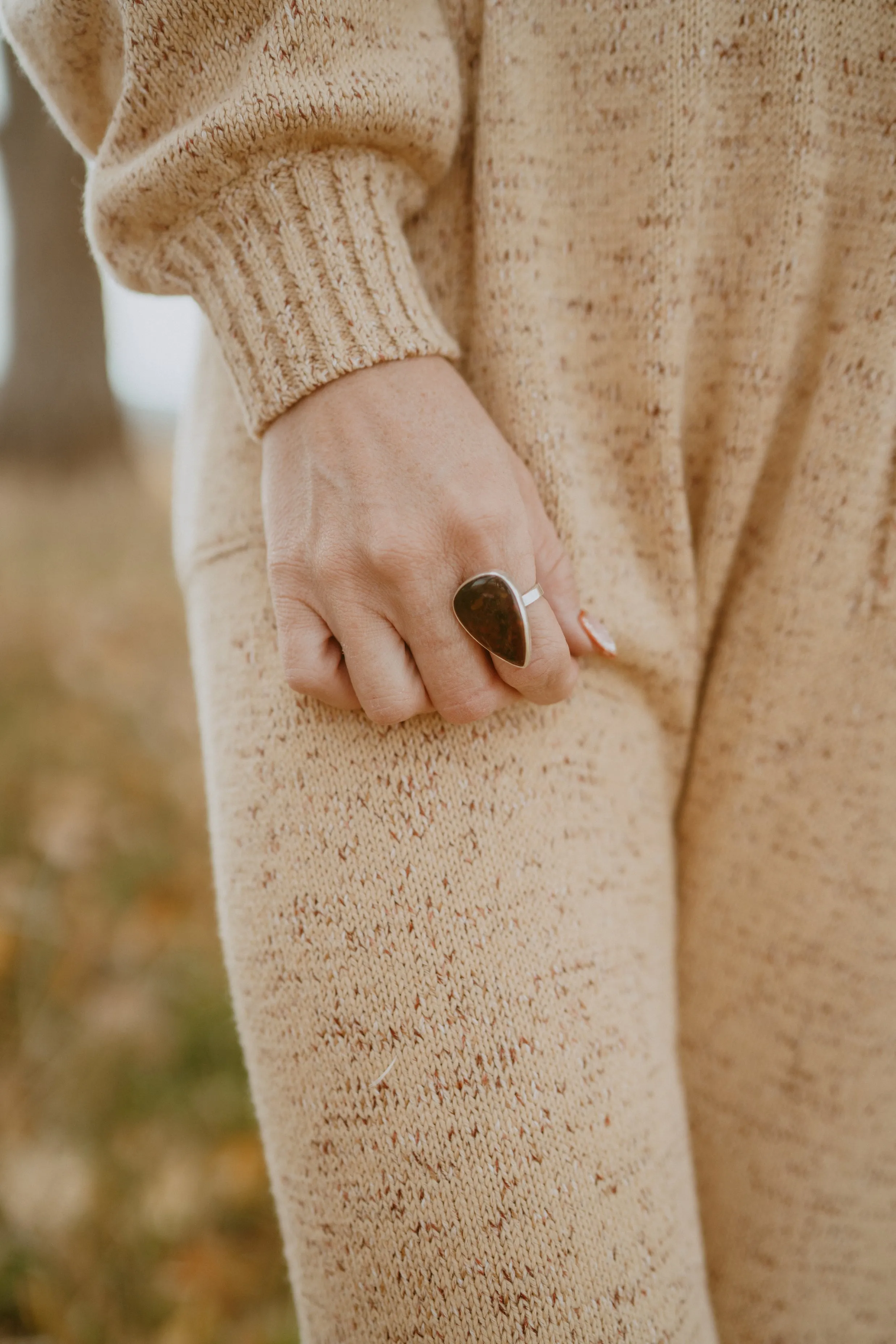 Velvette Ring | Teardrop | Blood Stone sold by Goldie Lew product image thumbnail 4