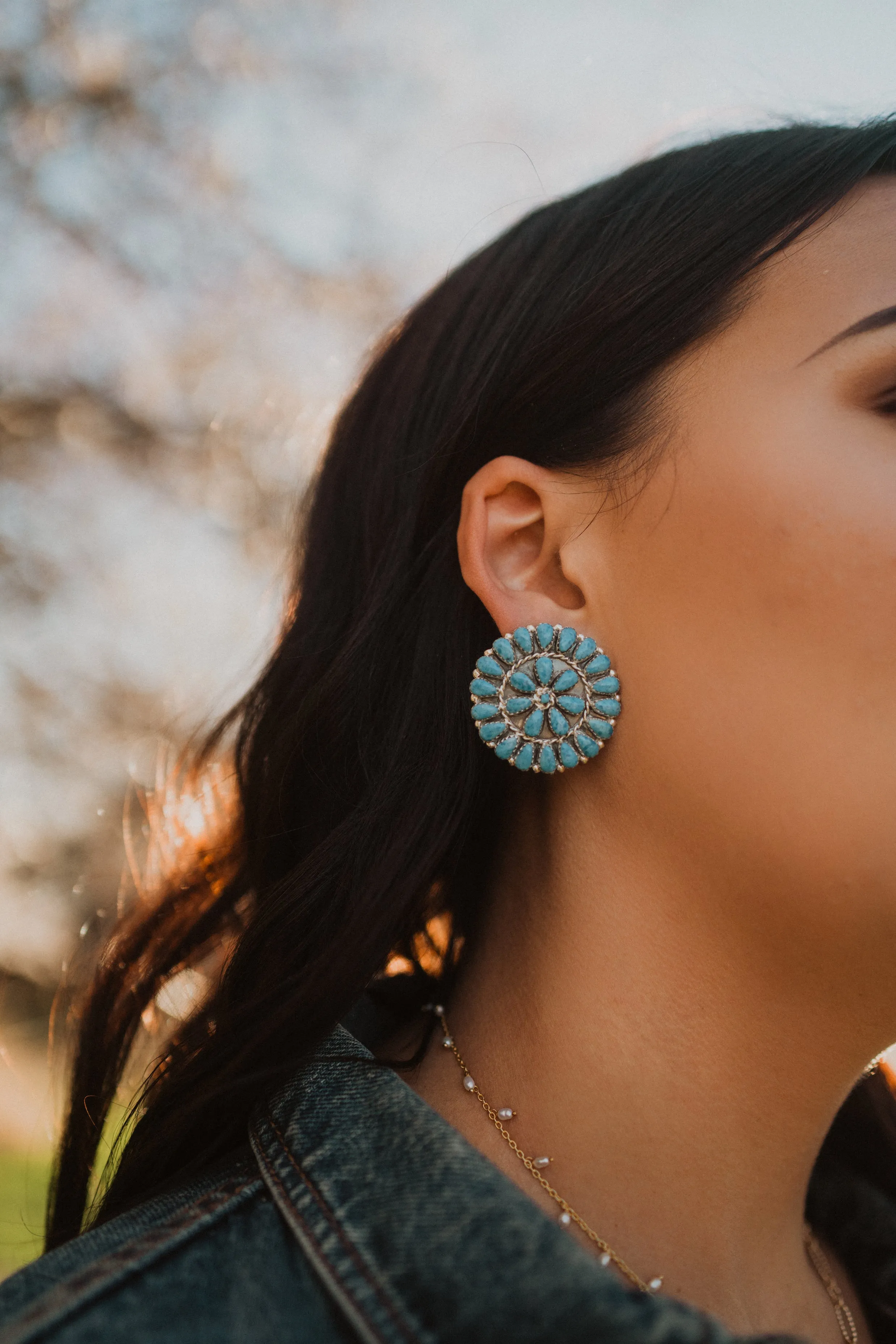 Eliza Earrings | Turquoise - FINAL SALE sold by Goldie Lew product image thumbnail 4